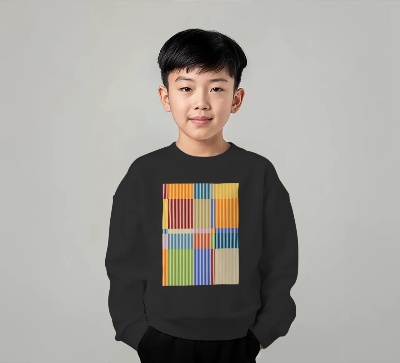 Linee colorate e lineari Bauhaus Patchwork Modello 1 felpa bambino da Dominique Vari Abstract