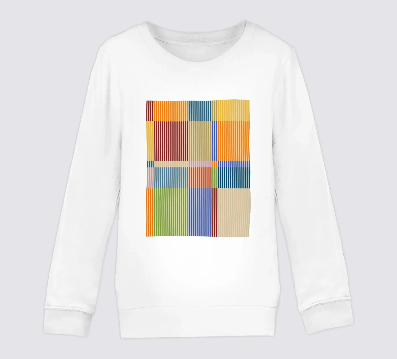 Colourful linear Bauhaus Patchwork lines Pattern 1 kids sweatshirt by Dominique Vari Abstract