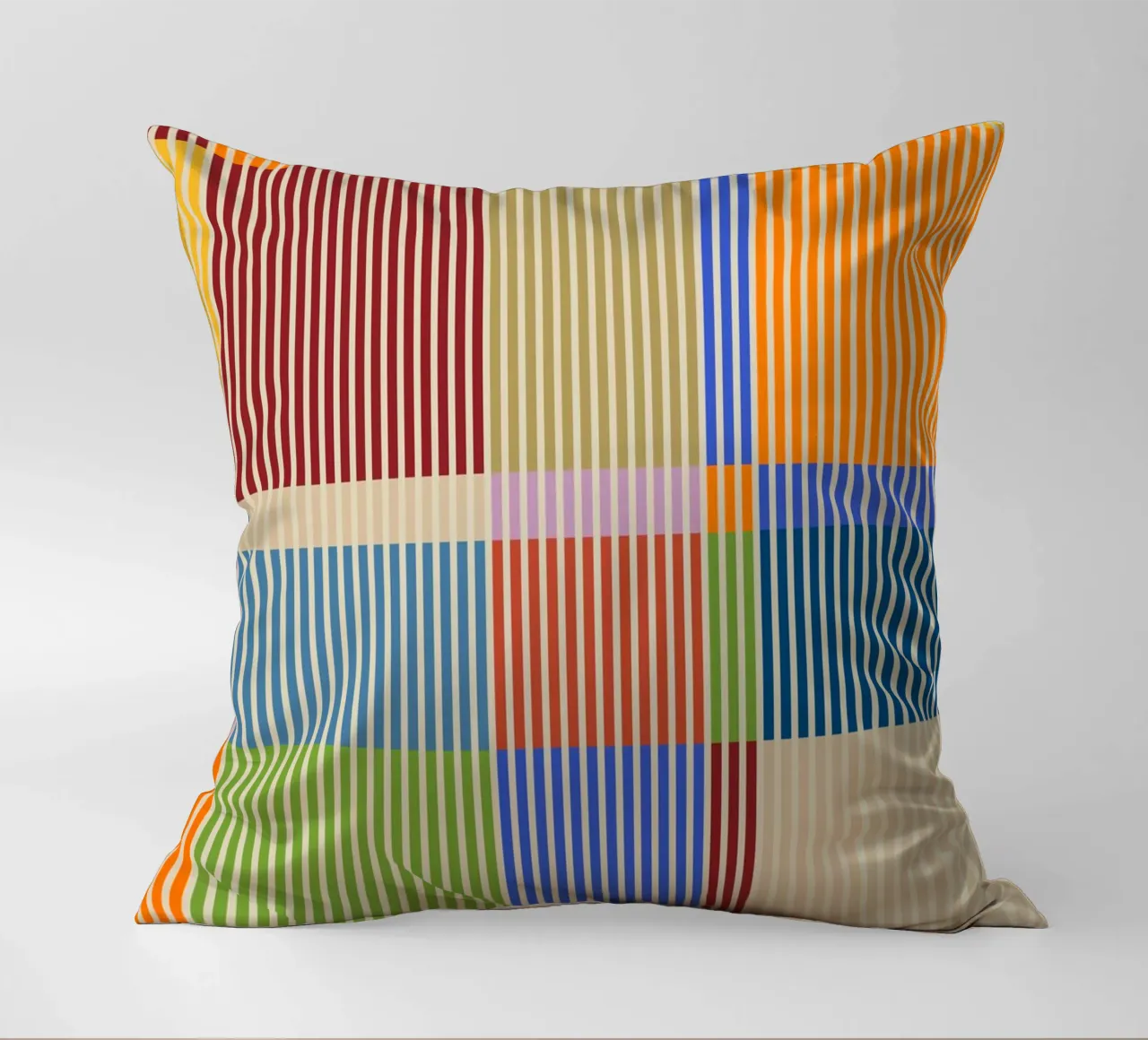 Lignes linéaires colorées Bauhaus Patchwork Motif 1 coussin de Dominique Vari Abstract