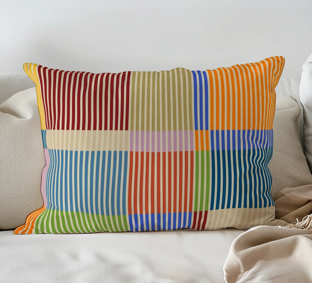 Lignes linéaires colorées Bauhaus Patchwork Motif 1 coussin de Dominique Vari Abstract