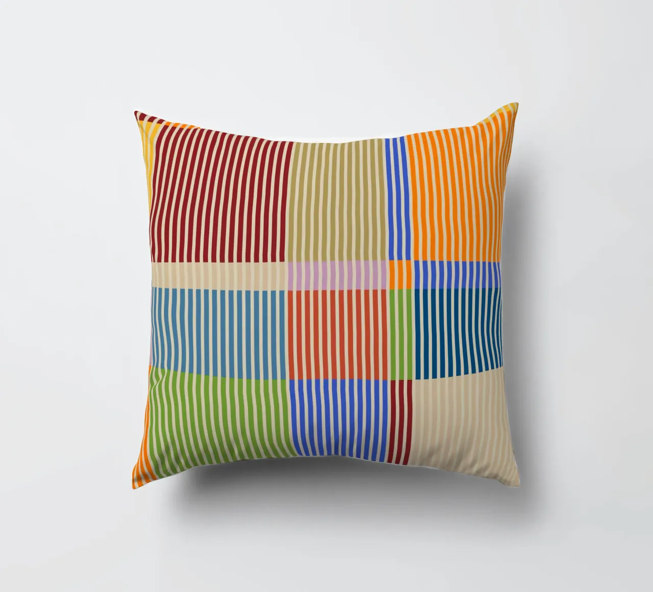 Linee colorate e lineari Bauhaus Patchwork Modello 1 cuscino da Dominique Vari Abstract