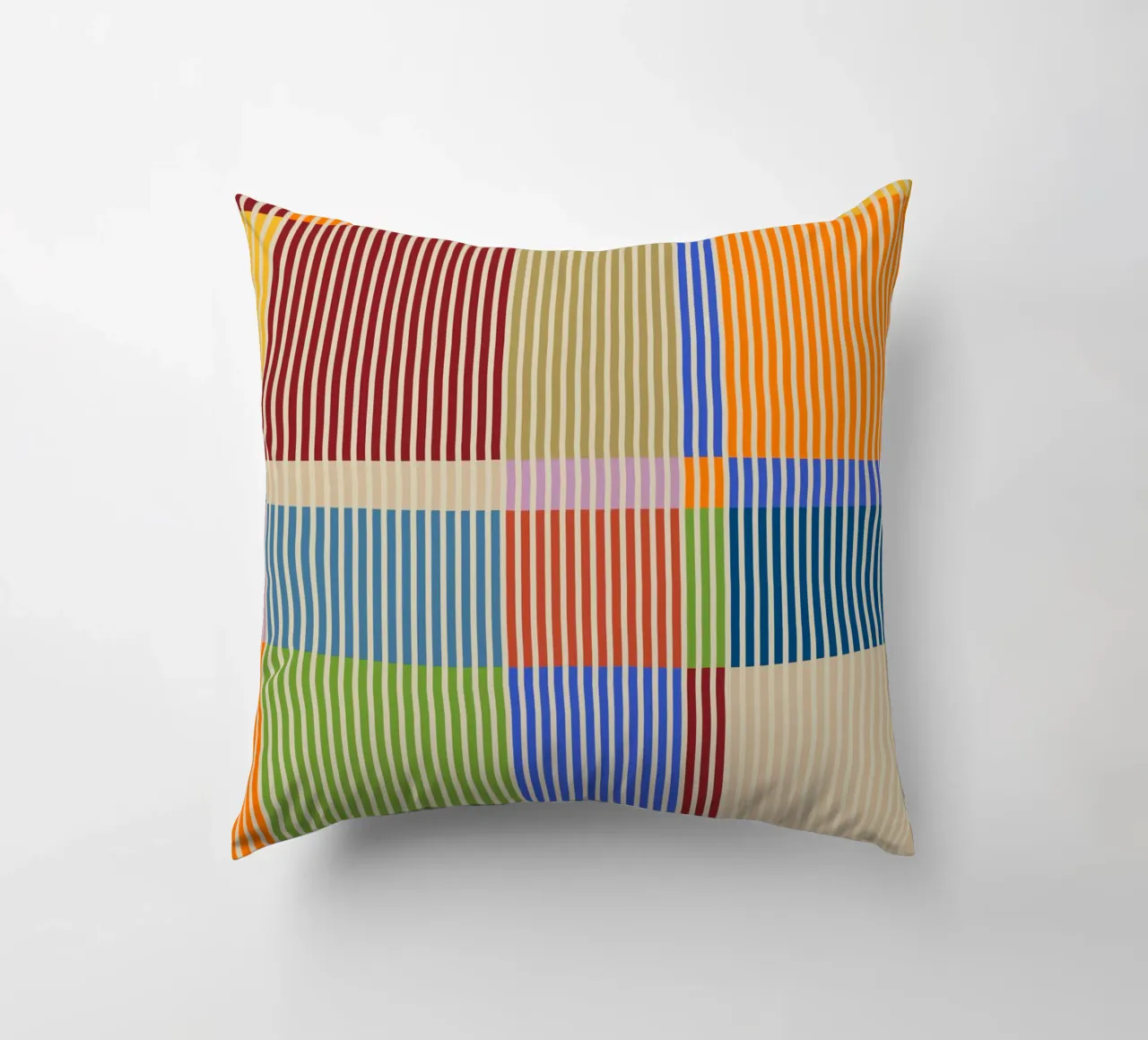 Linee colorate e lineari Bauhaus Patchwork Modello 1 cuscino da Dominique Vari Abstract