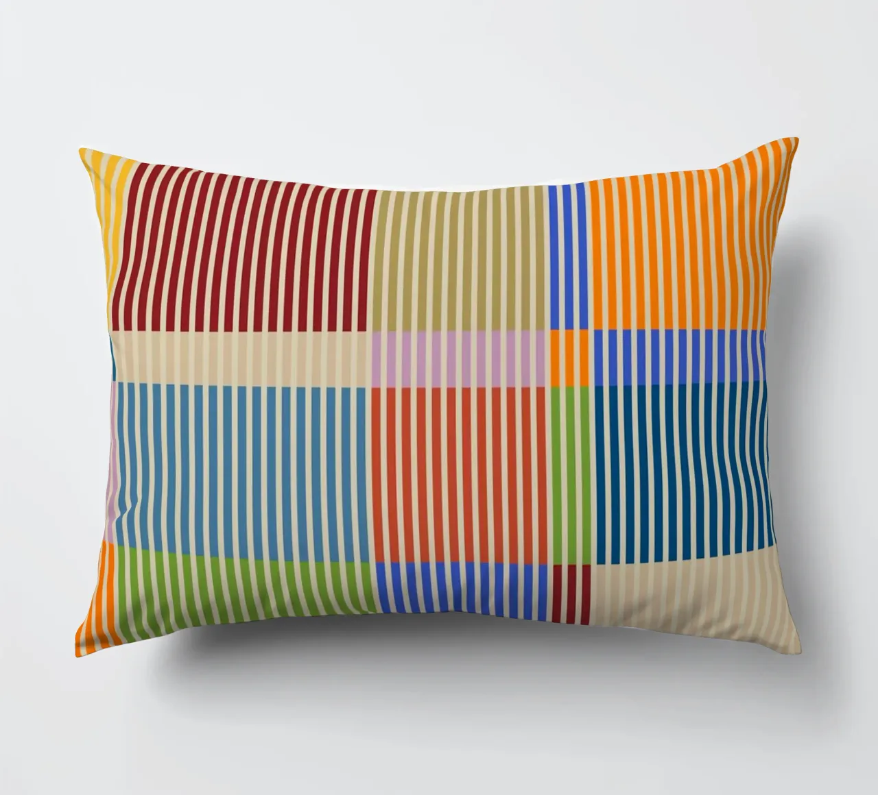 Linee colorate e lineari Bauhaus Patchwork Modello 1 cuscino da Dominique Vari Abstract