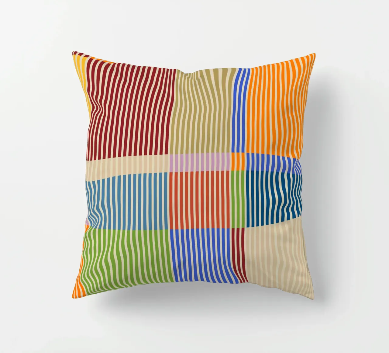 Linee colorate e lineari Bauhaus Patchwork Modello 1 cuscino da Dominique Vari Abstract