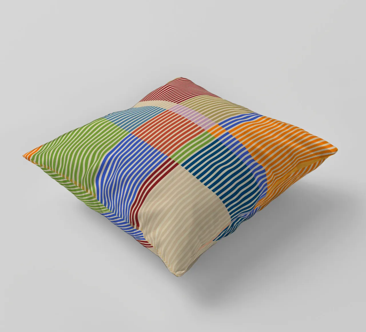 Lignes linéaires colorées Bauhaus Patchwork Motif 1 coussin de Dominique Vari Abstract