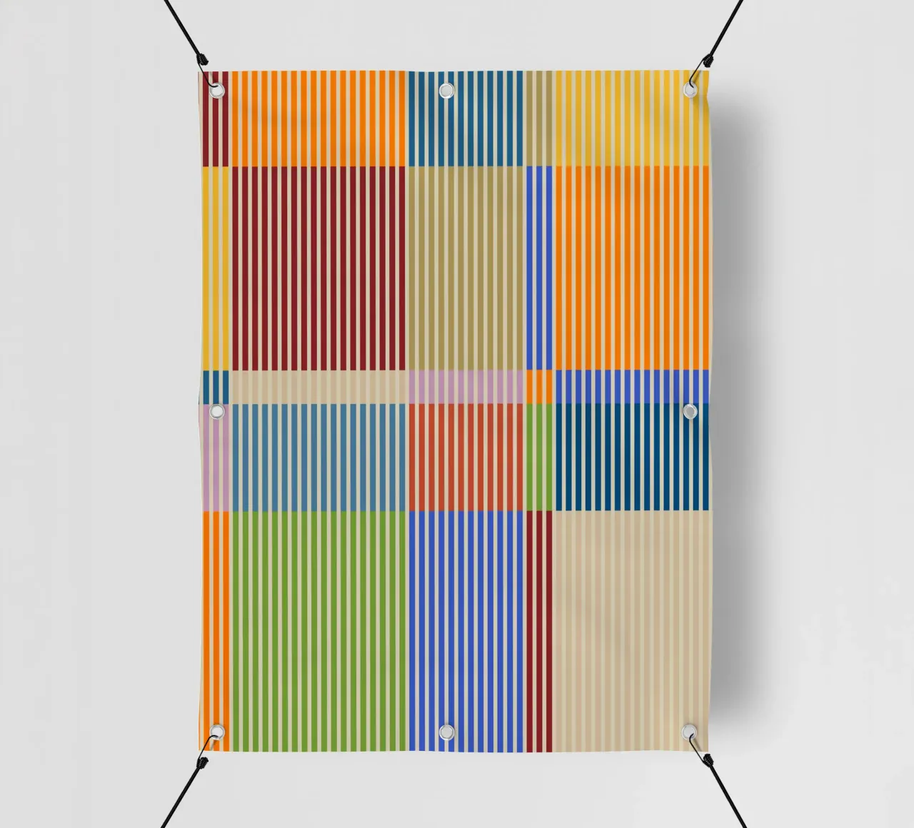 Linee colorate e lineari Bauhaus Patchwork Modello 1 telo in pvc da Dominique Vari Abstract