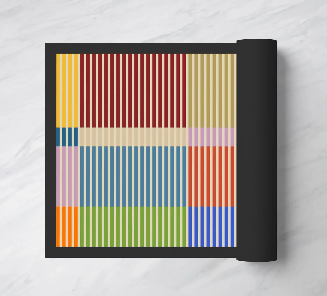 Linee colorate e lineari Bauhaus Patchwork Modello 1 zerbino da Dominique Vari Abstract