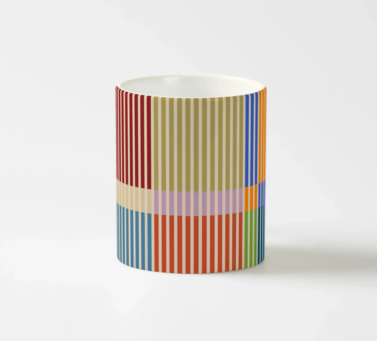 Colorido lineal Bauhaus Patchwork líneas Patrón 1 taza de cerámica de Dominique Vari Abstract