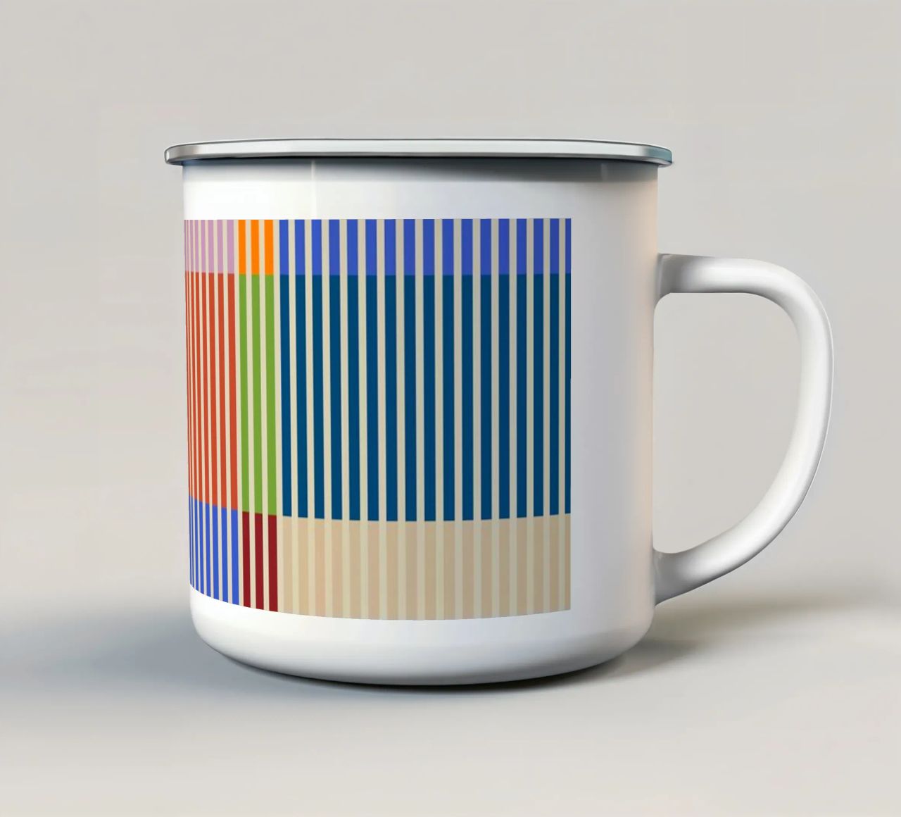 Linee colorate e lineari Bauhaus Patchwork Modello 1 tazza in smalto da Dominique Vari Abstract
