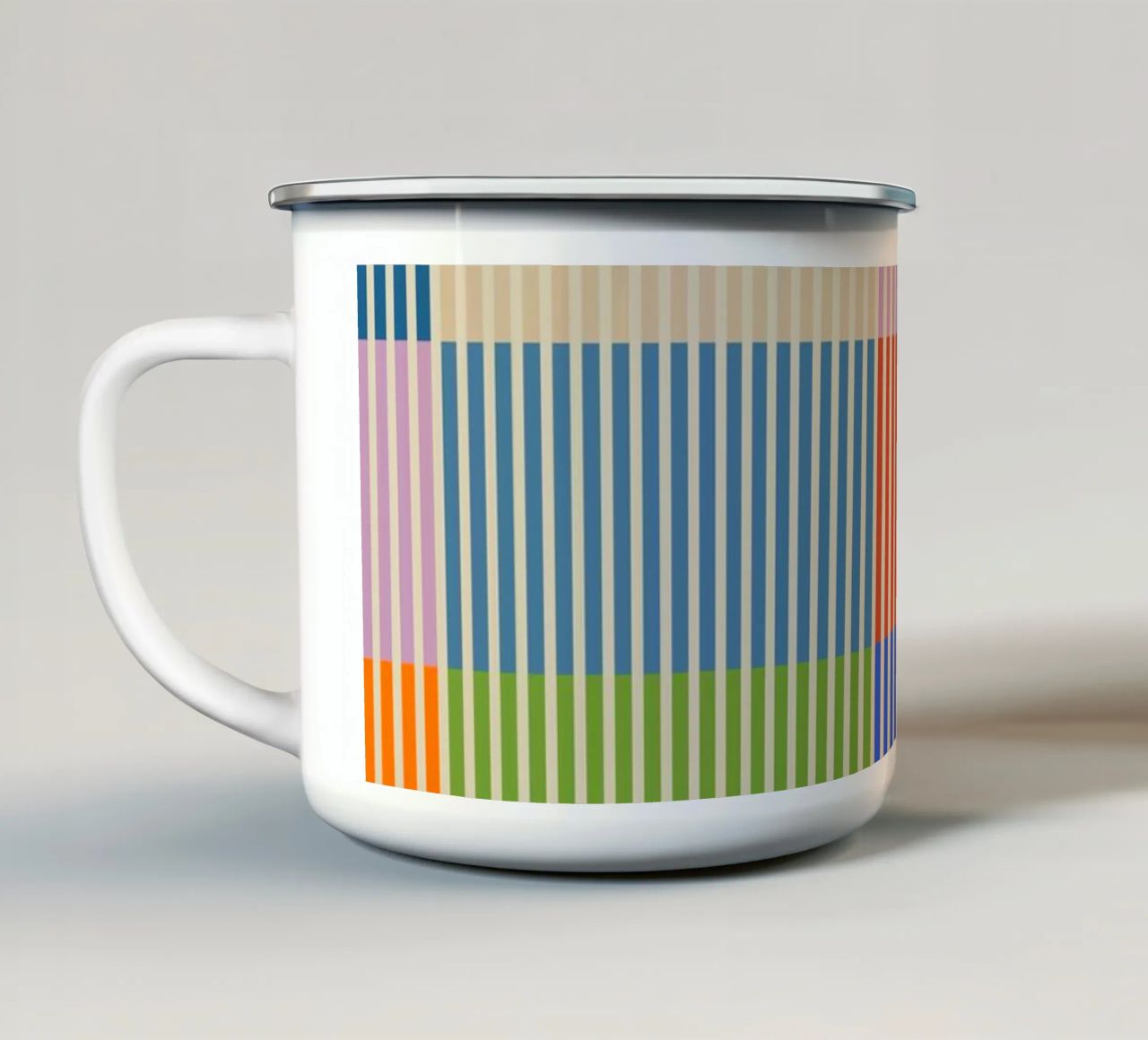 Linee colorate e lineari Bauhaus Patchwork Modello 1 tazza in smalto da Dominique Vari Abstract