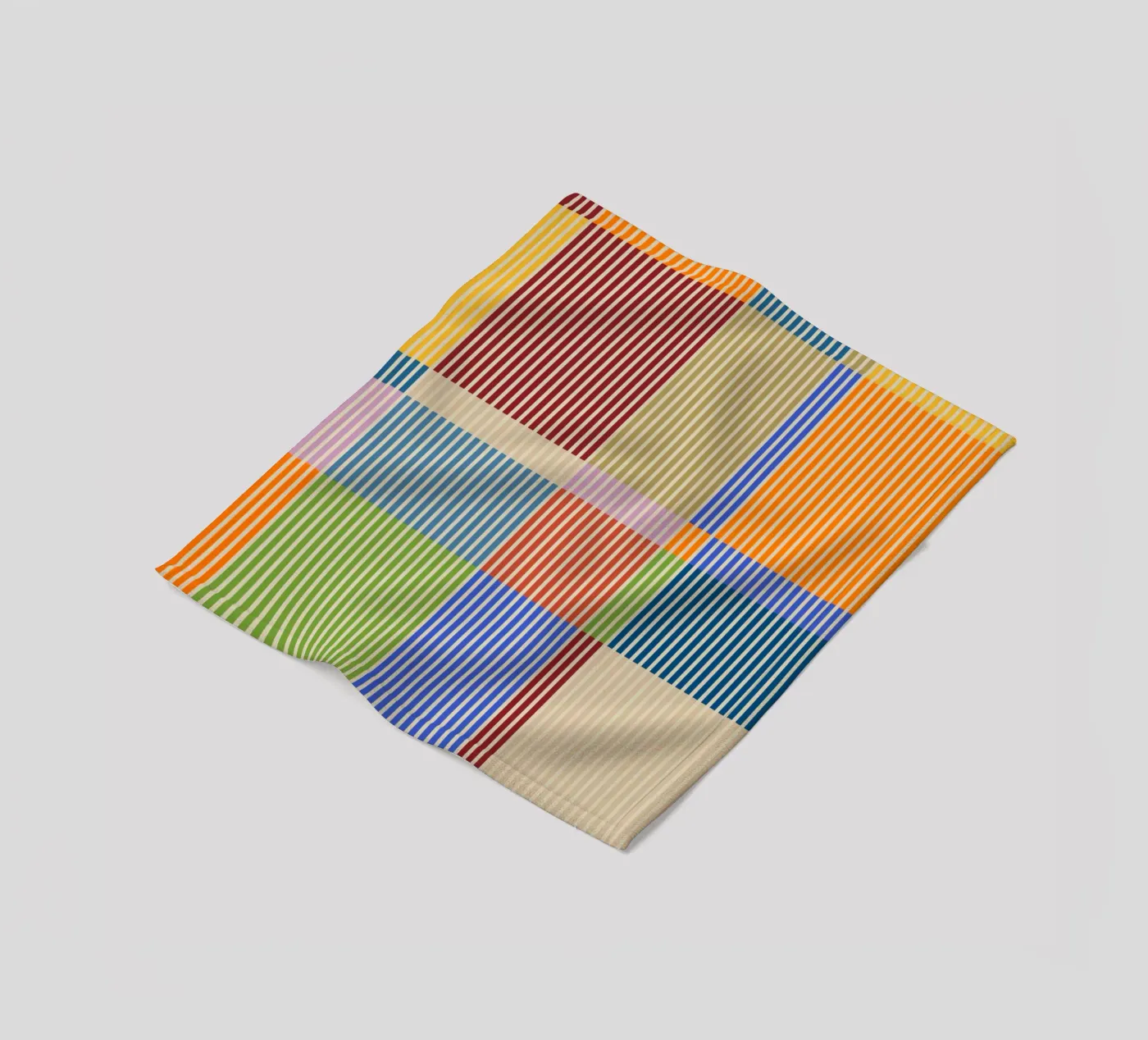 Colourful linear Bauhaus Patchwork lines Pattern 1 Fleecedecke von Dominique Vari Abstract