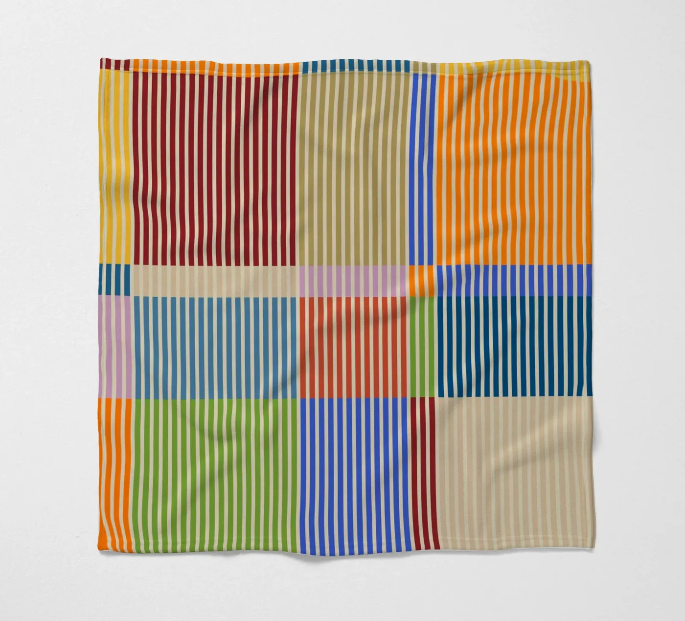 Colourful linear Bauhaus Patchwork lines Pattern 1 Fleecedecke von Dominique Vari Abstract