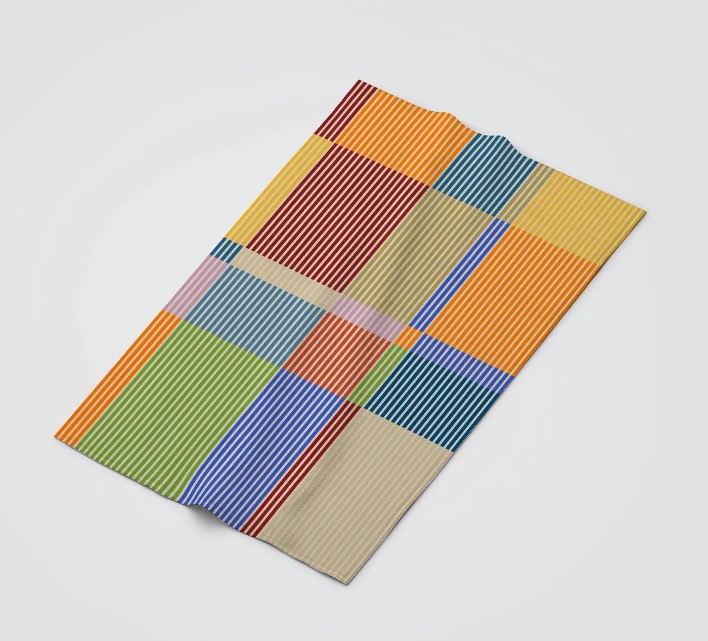 Colourful linear Bauhaus Patchwork lines Pattern 1 Fleecedecke von Dominique Vari Abstract