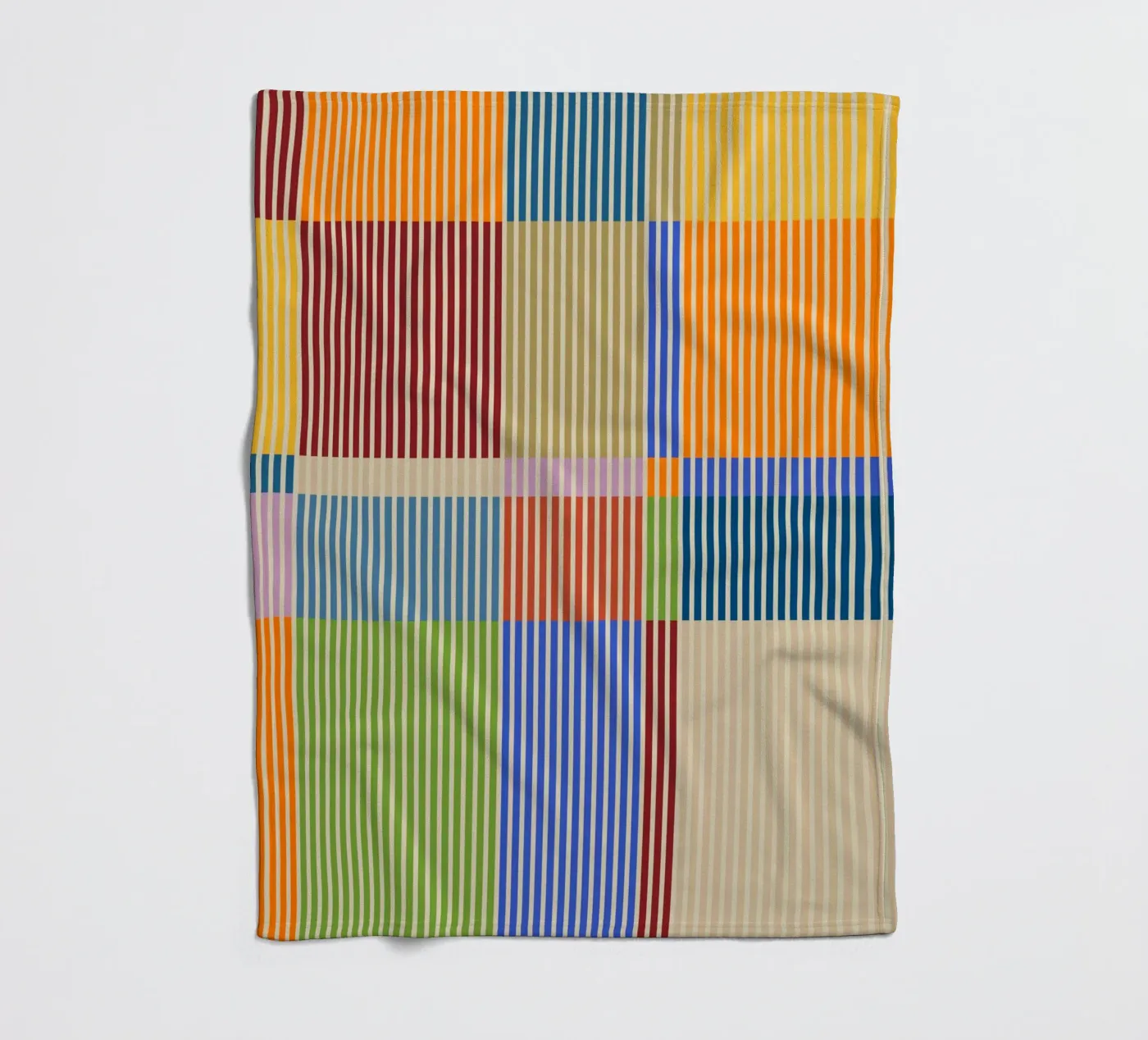 Colourful linear Bauhaus Patchwork lines Pattern 1 Fleecedecke von Dominique Vari Abstract