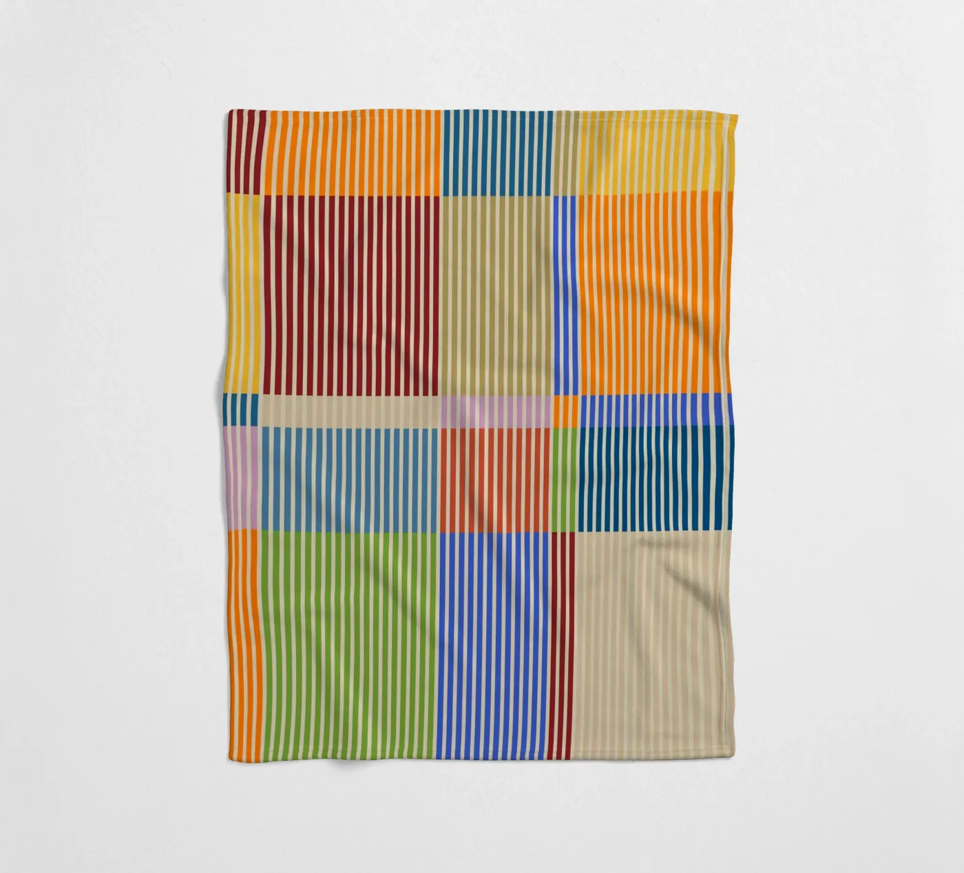 Colourful linear Bauhaus Patchwork lines Pattern 1 Fleecedecke von Dominique Vari Abstract