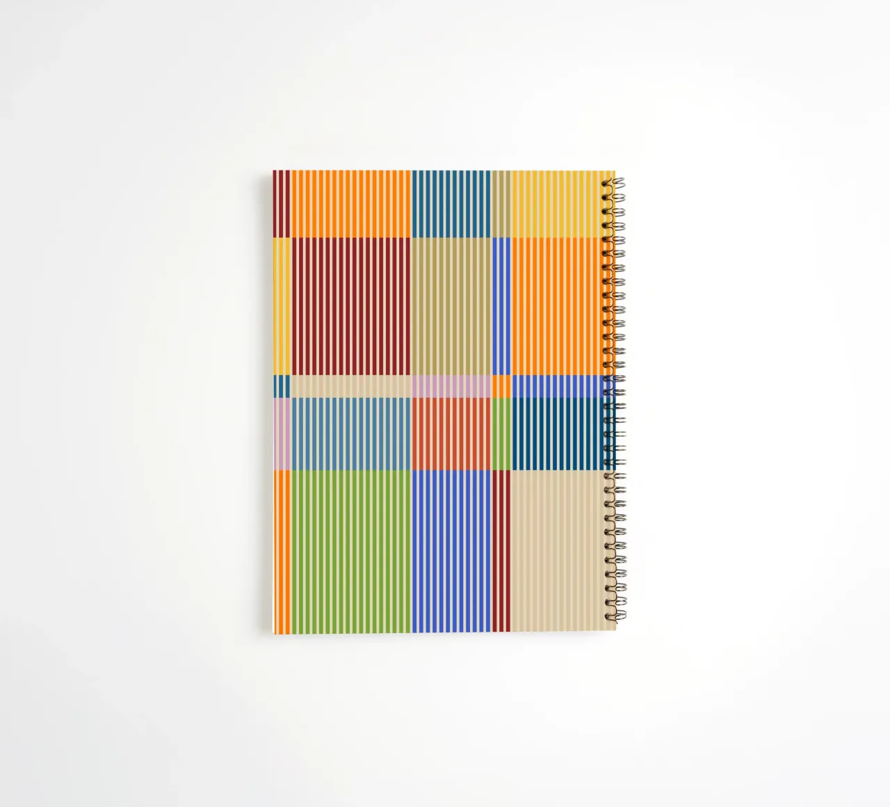 Colourful linear Bauhaus Patchwork lines Pattern 1 spiral notebook by Dominique Vari Abstract