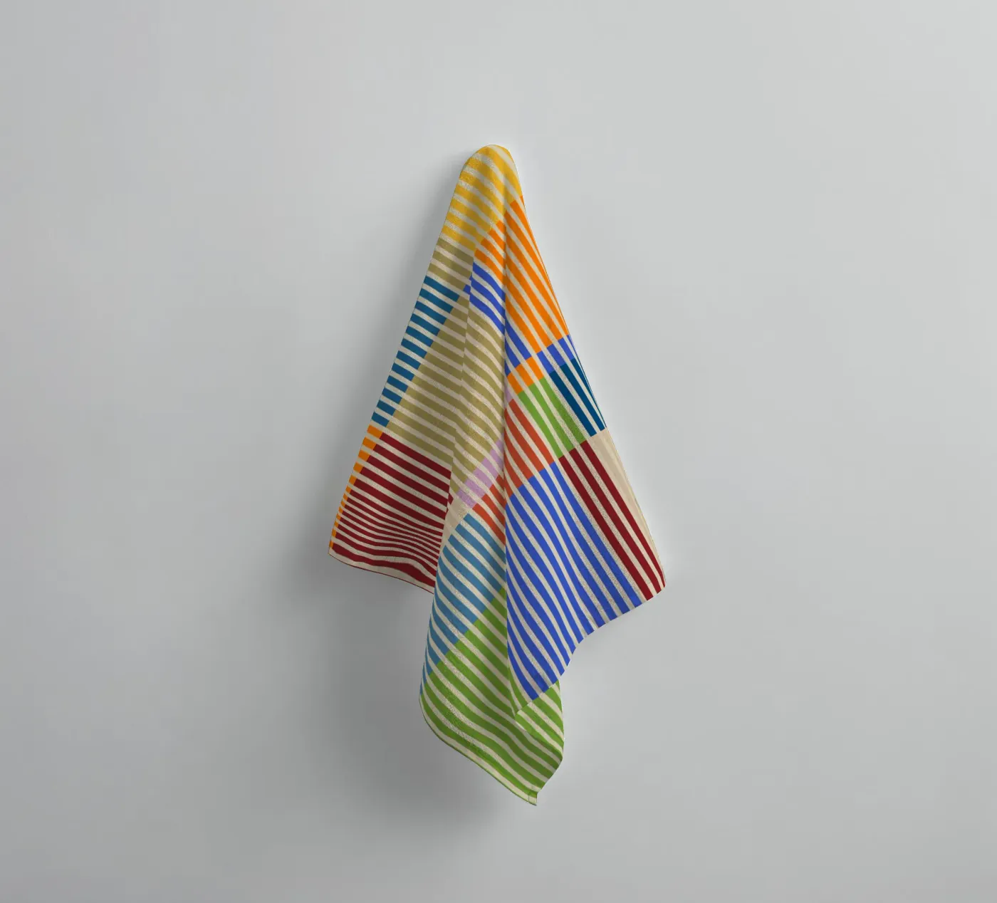 Colourful linear Bauhaus Patchwork lines Pattern 1 towel by Dominique Vari Abstract