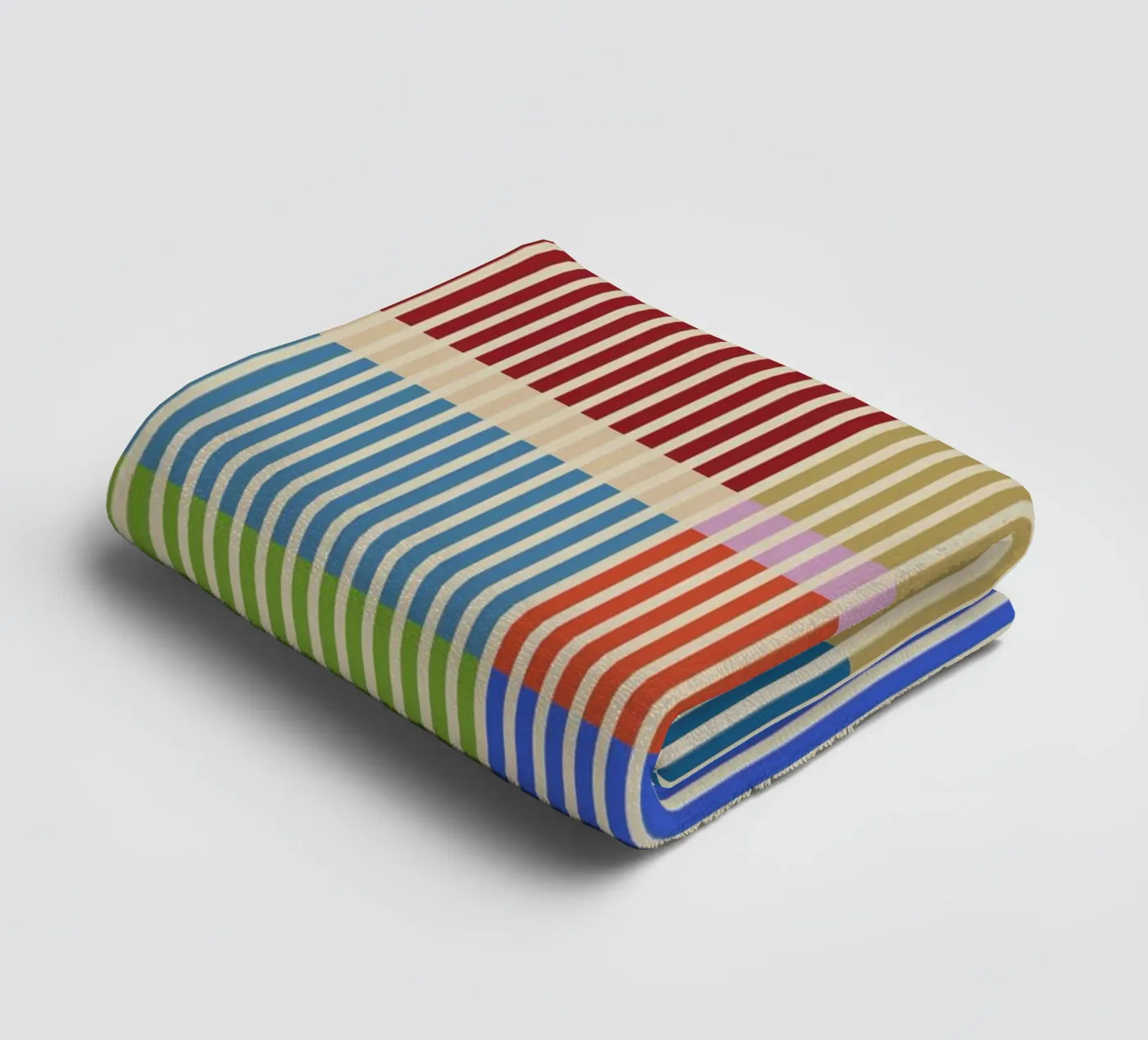 Colourful linear Bauhaus Patchwork lines Pattern 1 towel by Dominique Vari Abstract