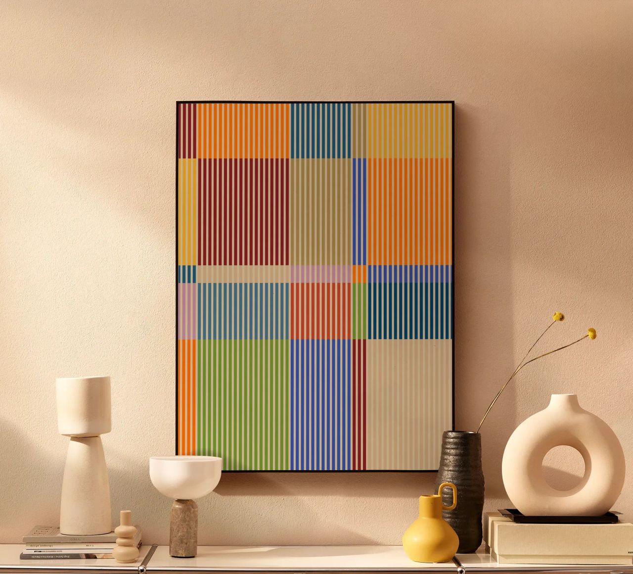 Linee colorate e lineari Bauhaus Patchwork Modello 1 plexiglass da Dominique Vari Abstract