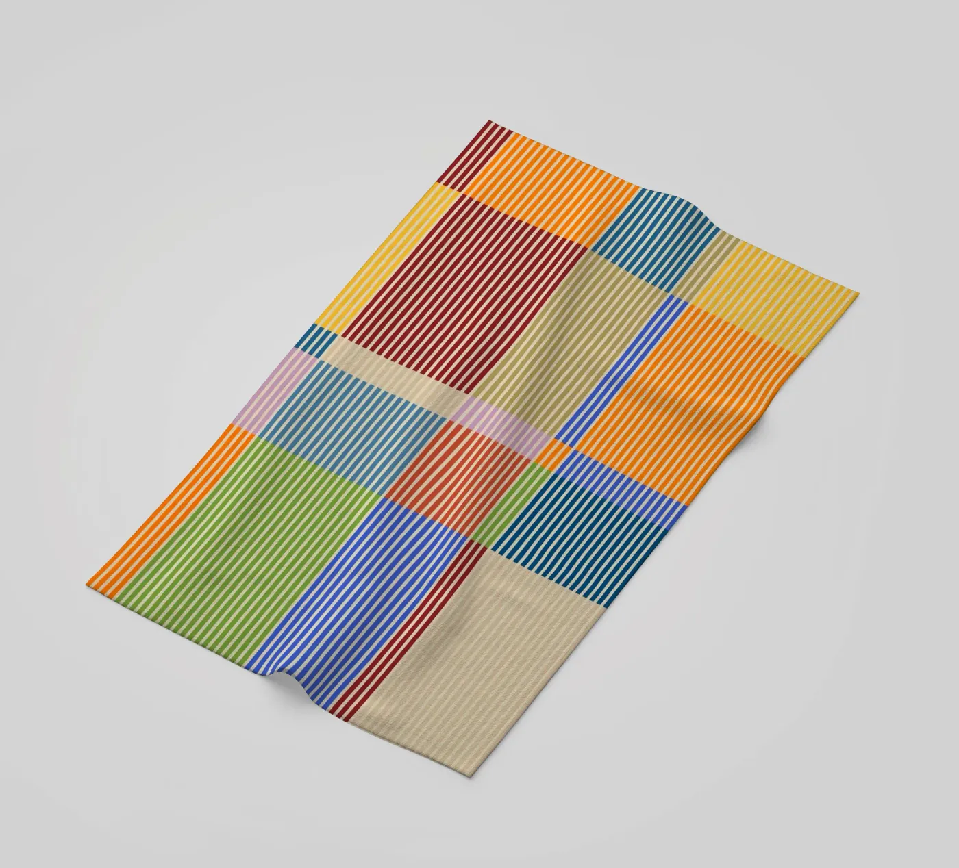 Colourful linear Bauhaus Patchwork lines Pattern 1 telo mare da Dominique Vari Abstract