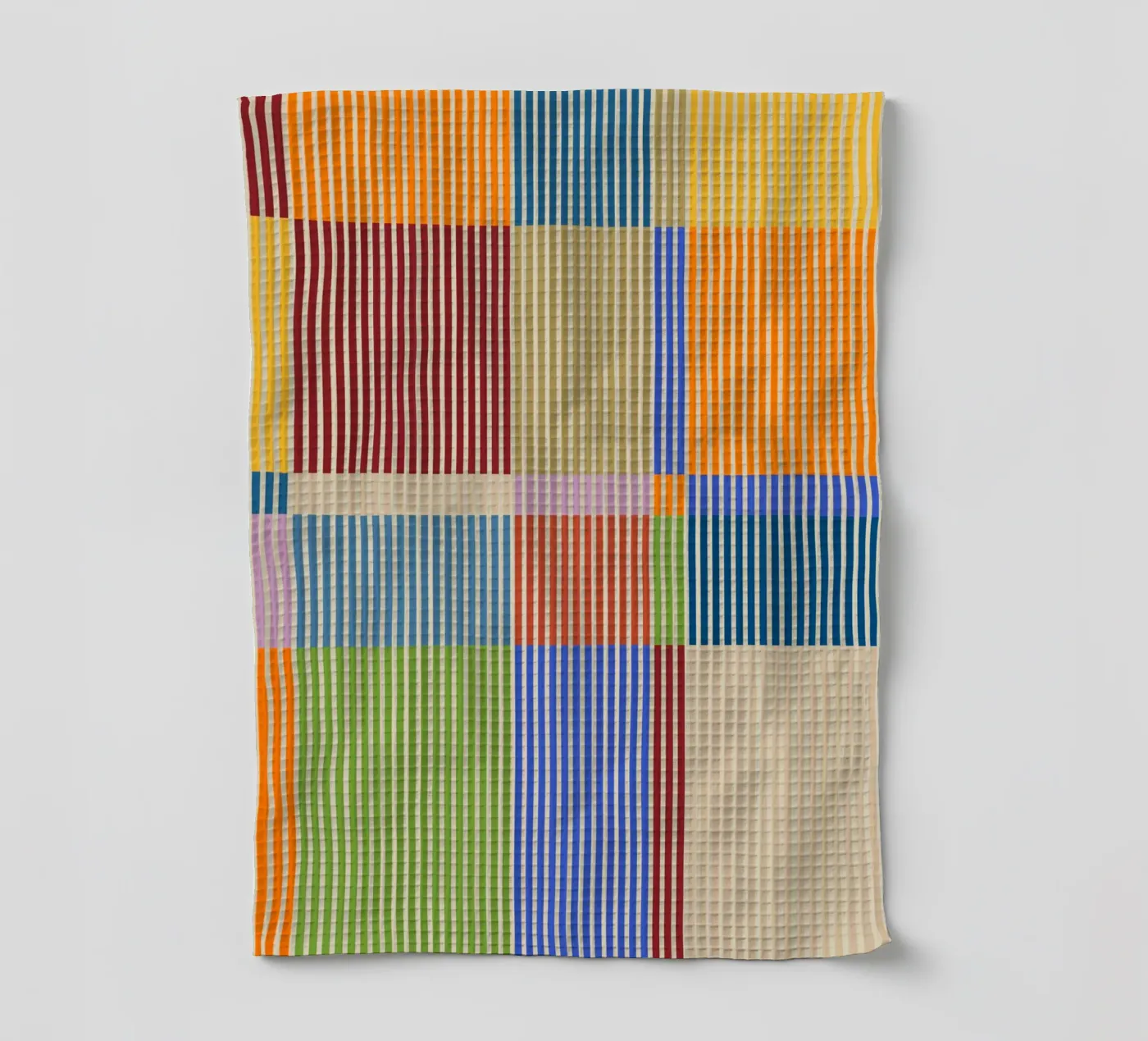 Lignes linéaires colorées Bauhaus Patchwork Motif 1 torchon de Dominique Vari Abstract