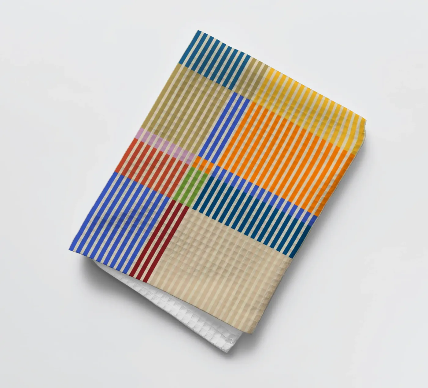 Lignes linéaires colorées Bauhaus Patchwork Motif 1 torchon de Dominique Vari Abstract