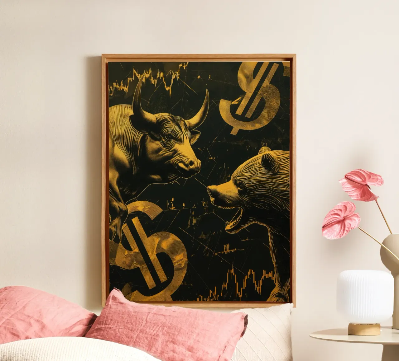 Bull and bear on the stock market | Wall Art canvas by Autofocus