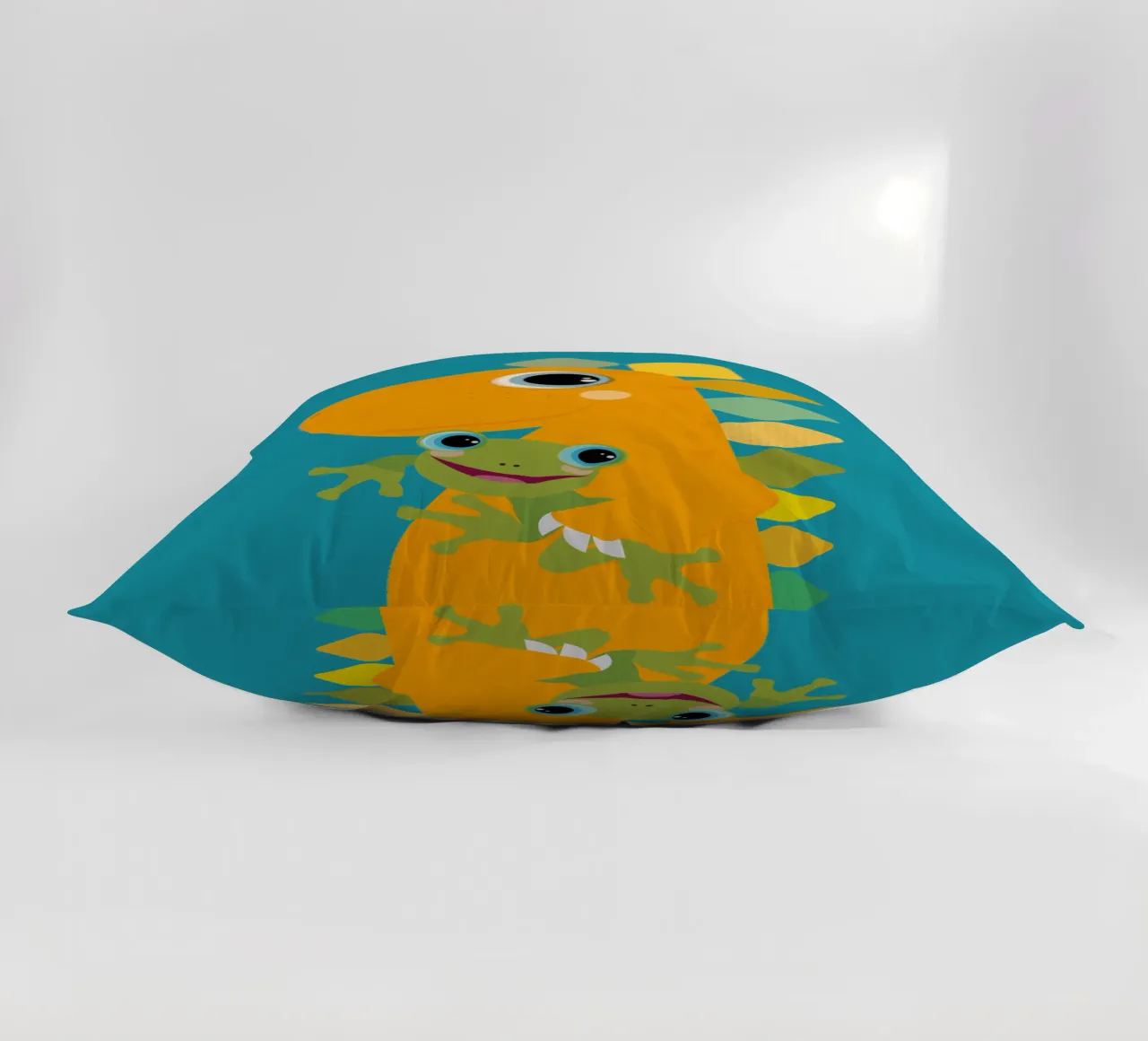 Simpatico dinosauro arancione con rana cuscino da JaySan Studio