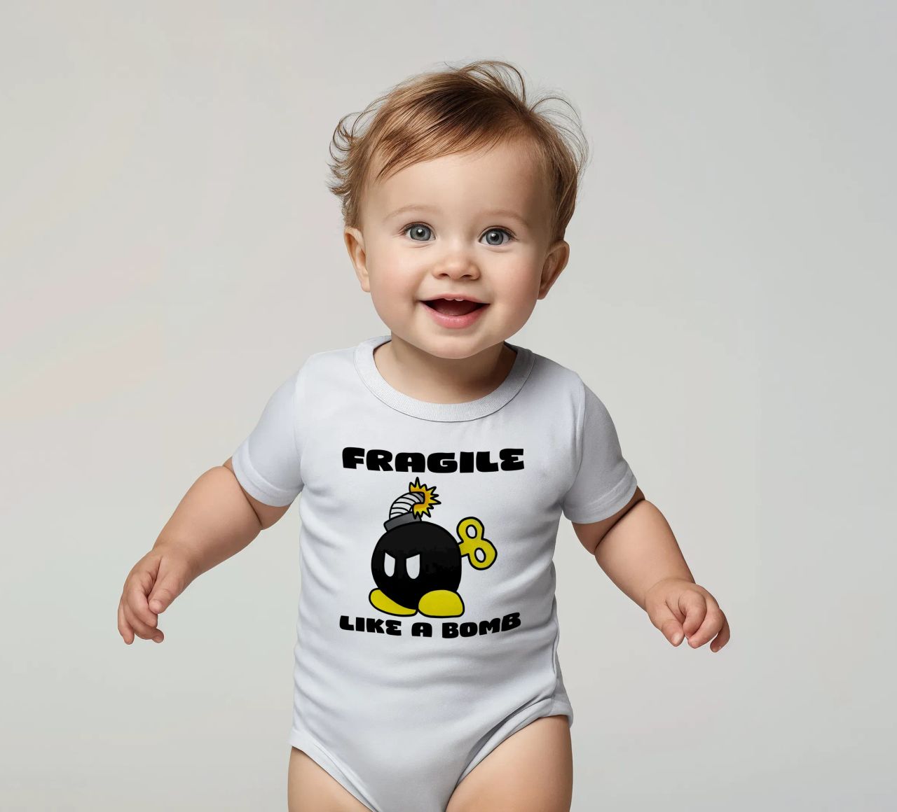 Fragile come una bomba body neonato maniche corte da Loobs