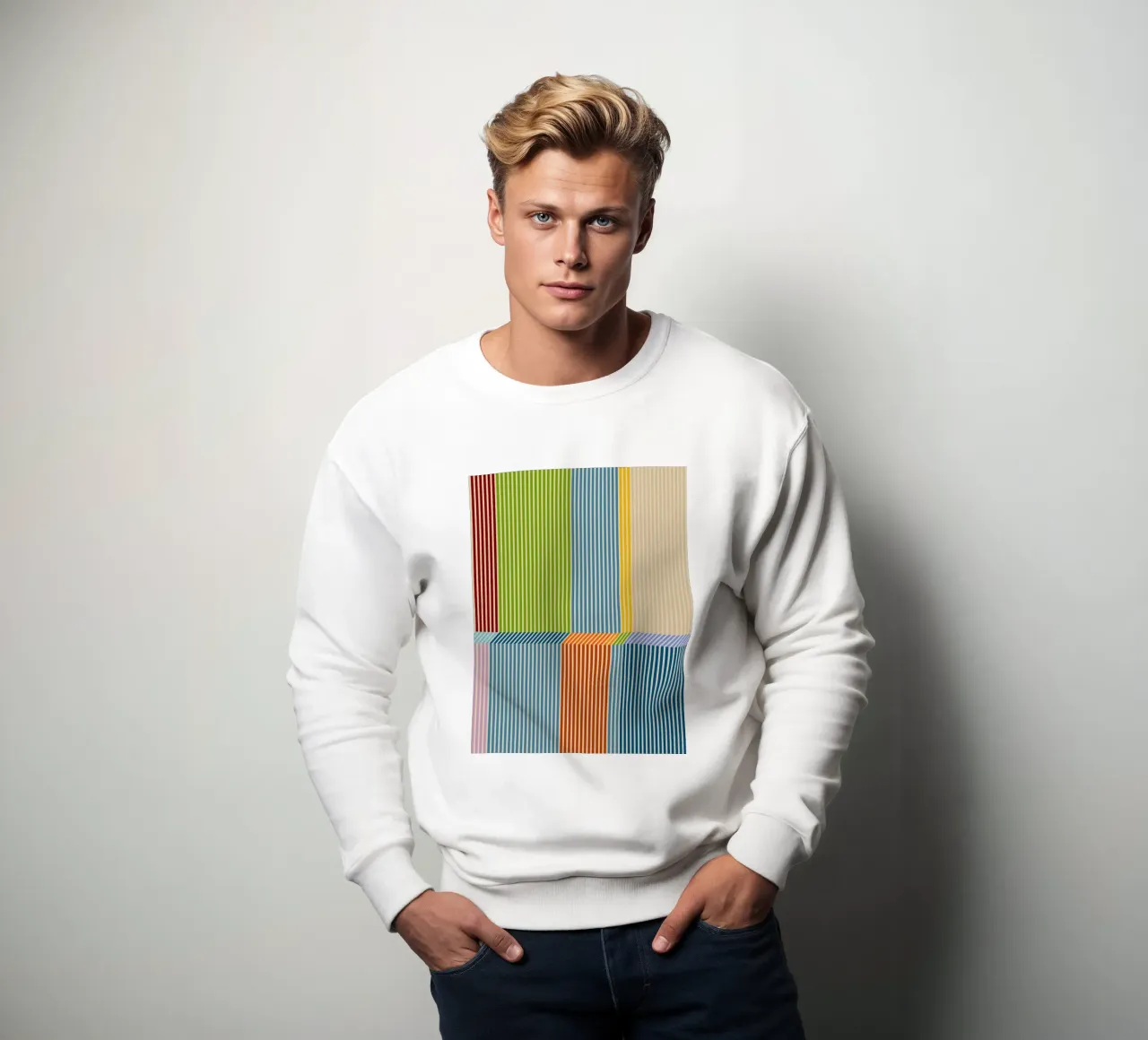 Bauhaus Buntes 3D-Linear-Streifen-Muster 2 Sweatshirt von Dominique Vari Abstract