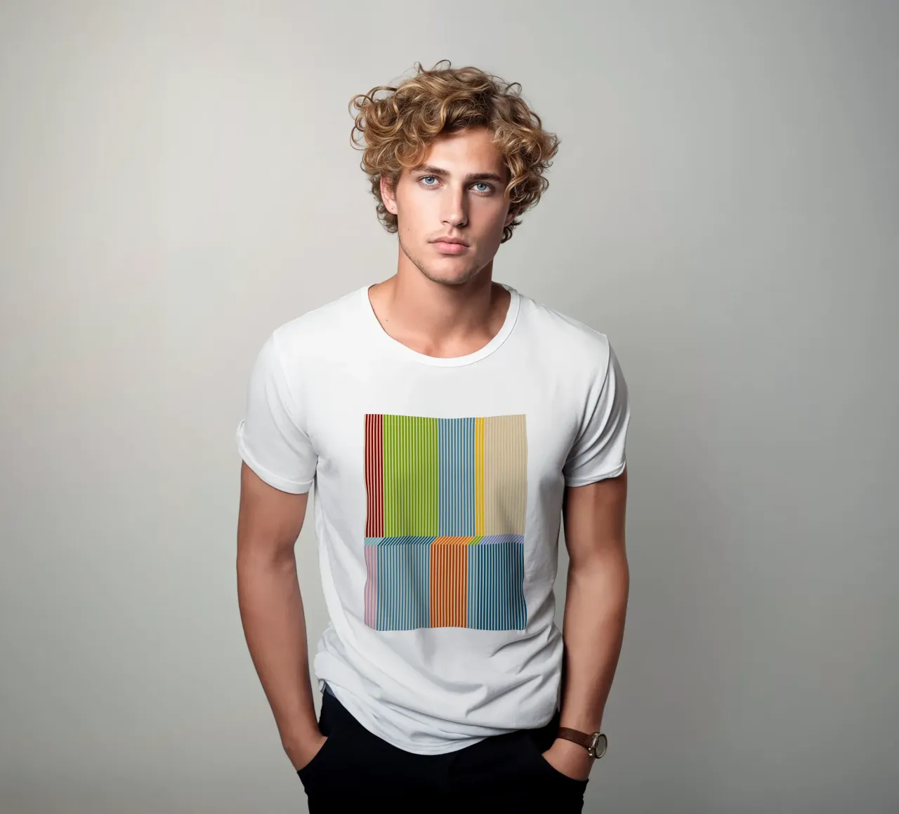 Bauhaus Colourful 3D Linear Stripe Pattern 2 t-shirt by Dominique Vari Abstract