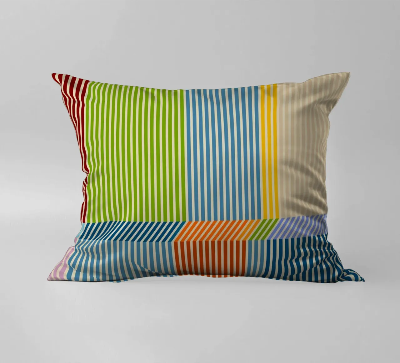 Bauhaus Colourful 3D Linear Stripe Pattern 2 decorative cushion by Dominique Vari Abstract