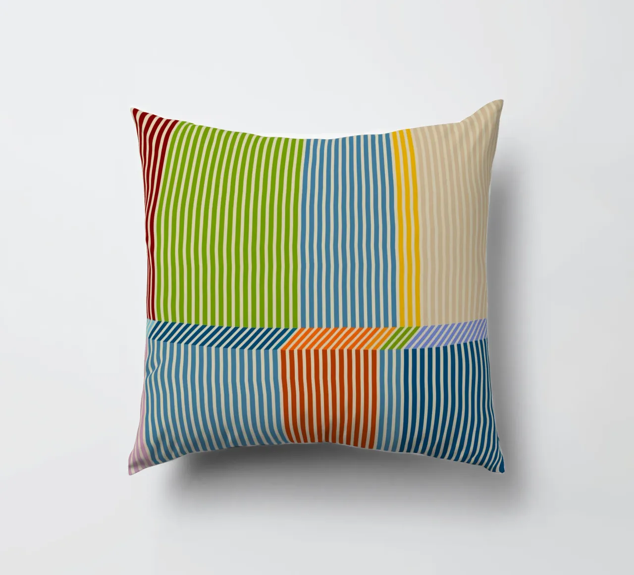 Bauhaus Colourful 3D Linear Stripe Pattern 2 decorative cushion by Dominique Vari Abstract