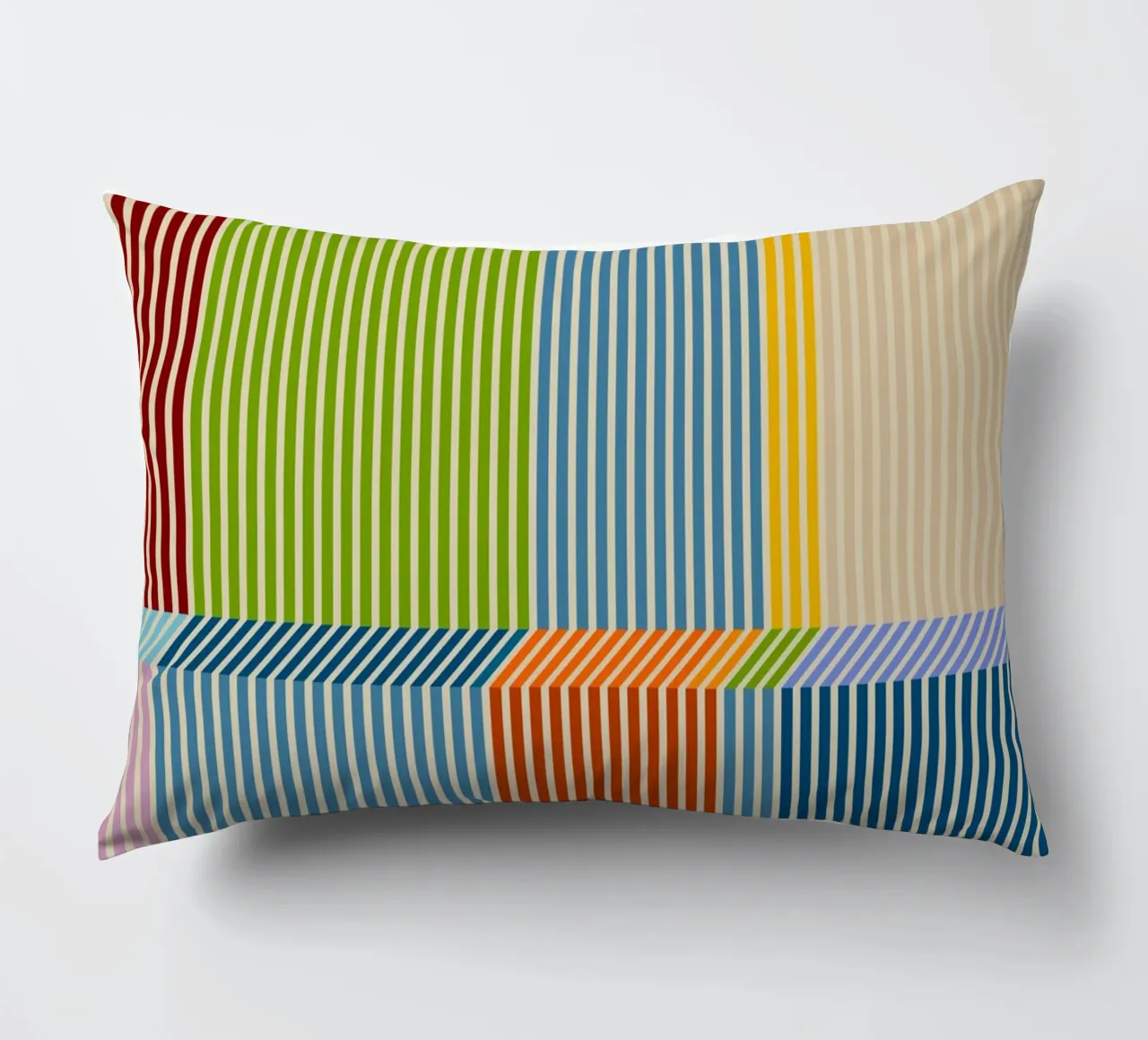 Bauhaus Colourful 3D Linear Stripe Pattern 2 decorative cushion by Dominique Vari Abstract