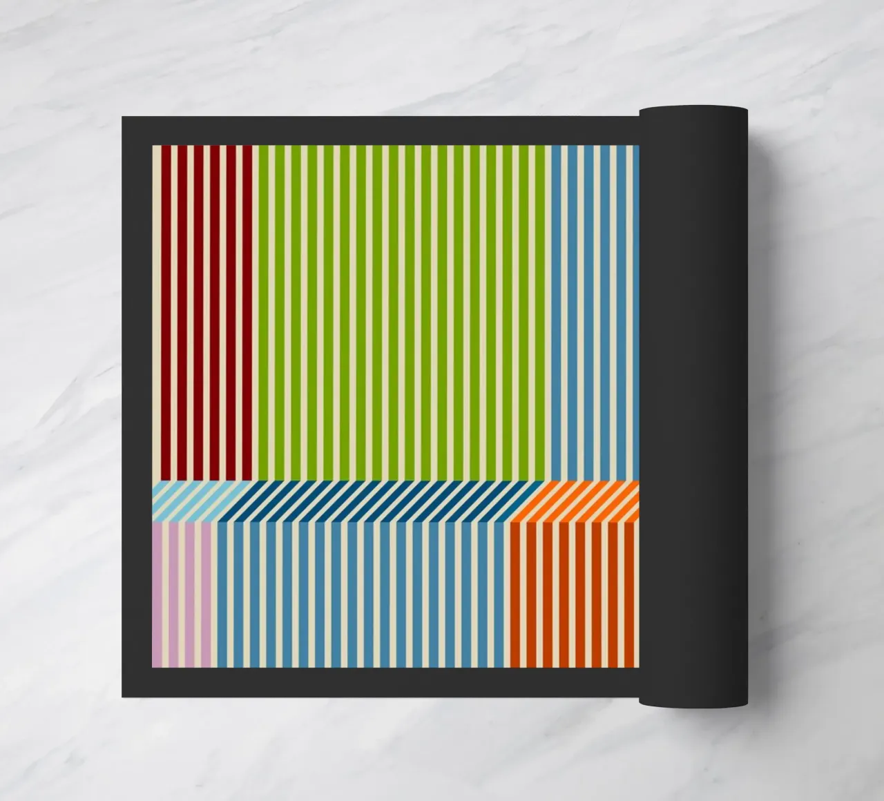 Bauhaus Colourful 3D Linear Stripe Pattern 2 doormat by Dominique Vari Abstract