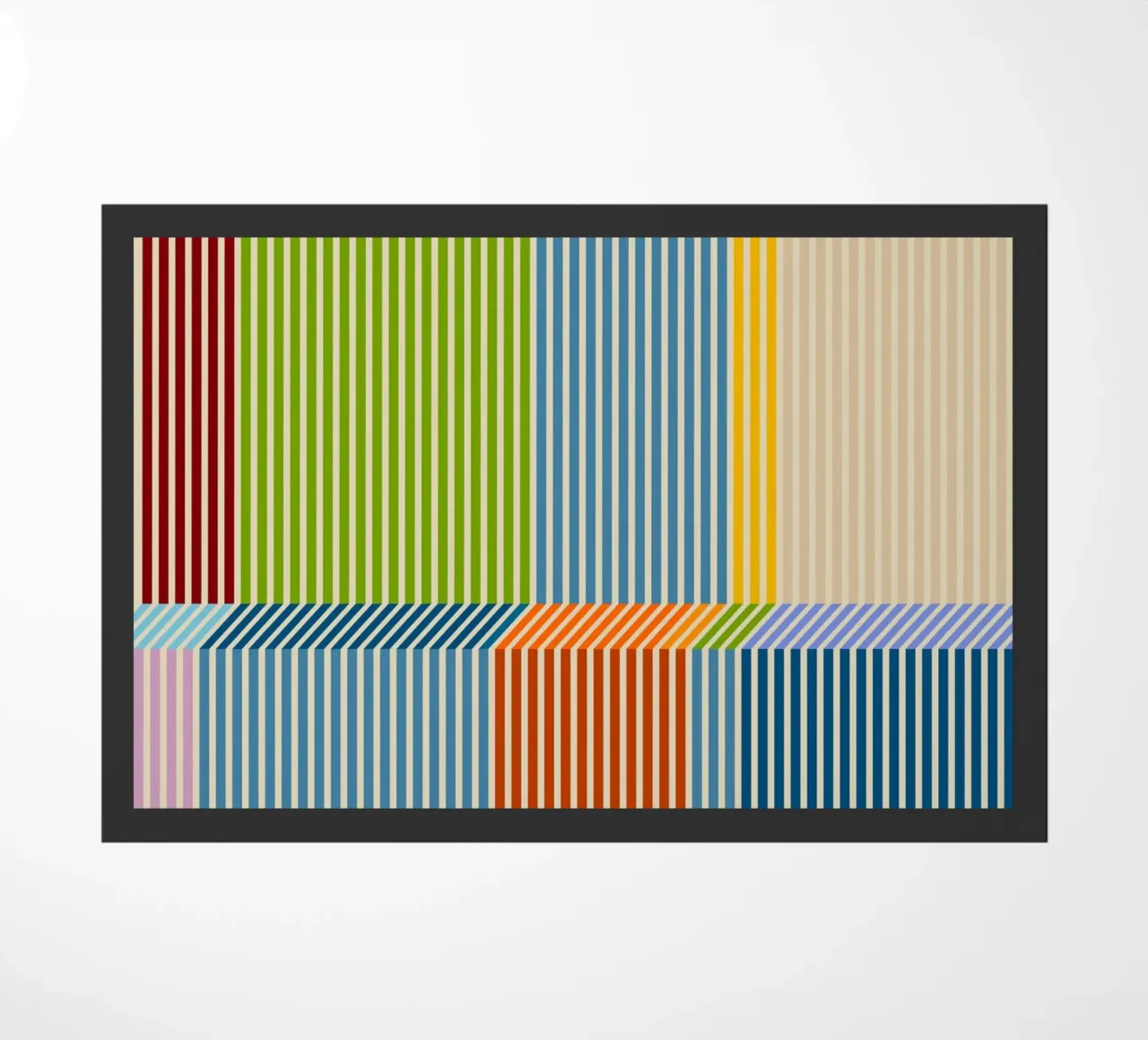 Bauhaus, motivo a strisce lineari 3D colorate 2 zerbino da Dominique Vari Abstract