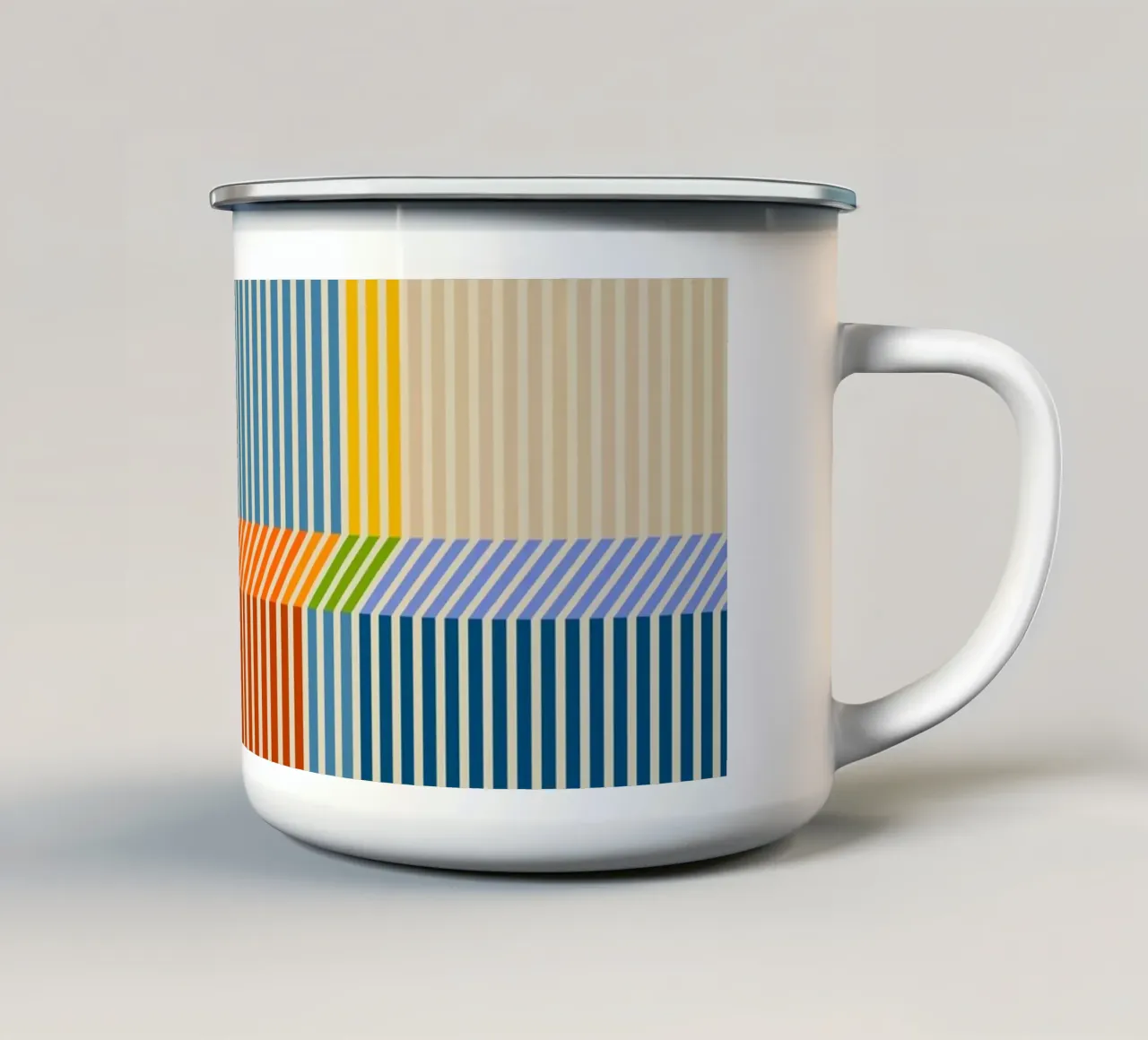Bauhaus Motif de rayures linéaires 3D colorées 2 mug en émail de Dominique Vari Abstract