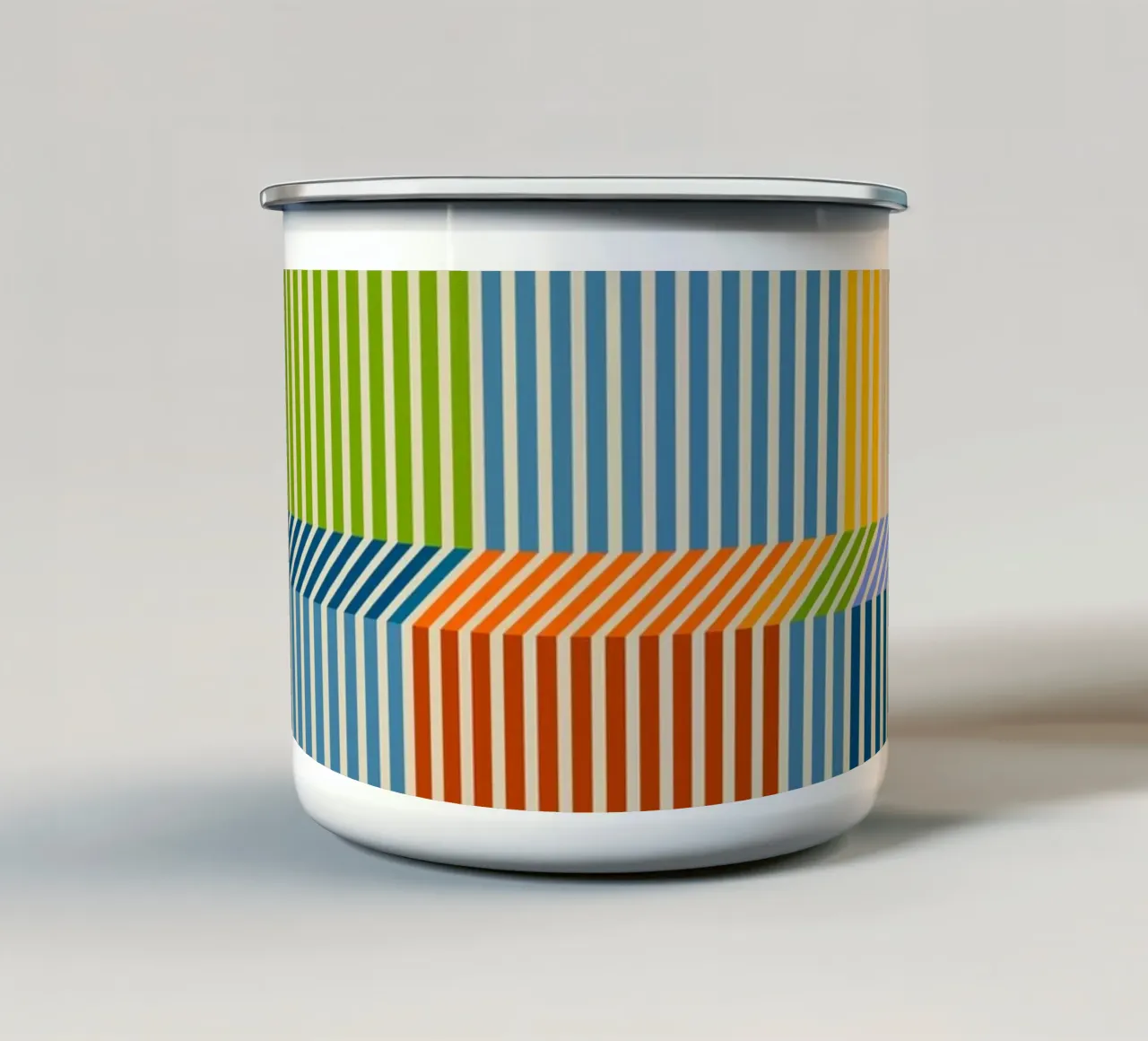 Bauhaus Motif de rayures linéaires 3D colorées 2 mug en émail de Dominique Vari Abstract