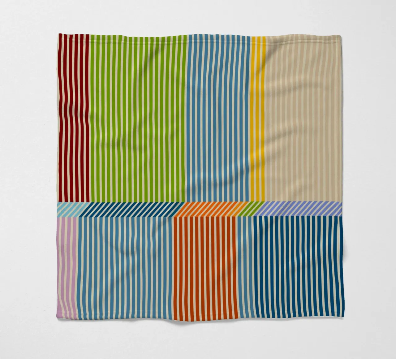 Bauhaus Colourful 3D Linear Stripe Pattern 2 fleece blanket by Dominique Vari Abstract