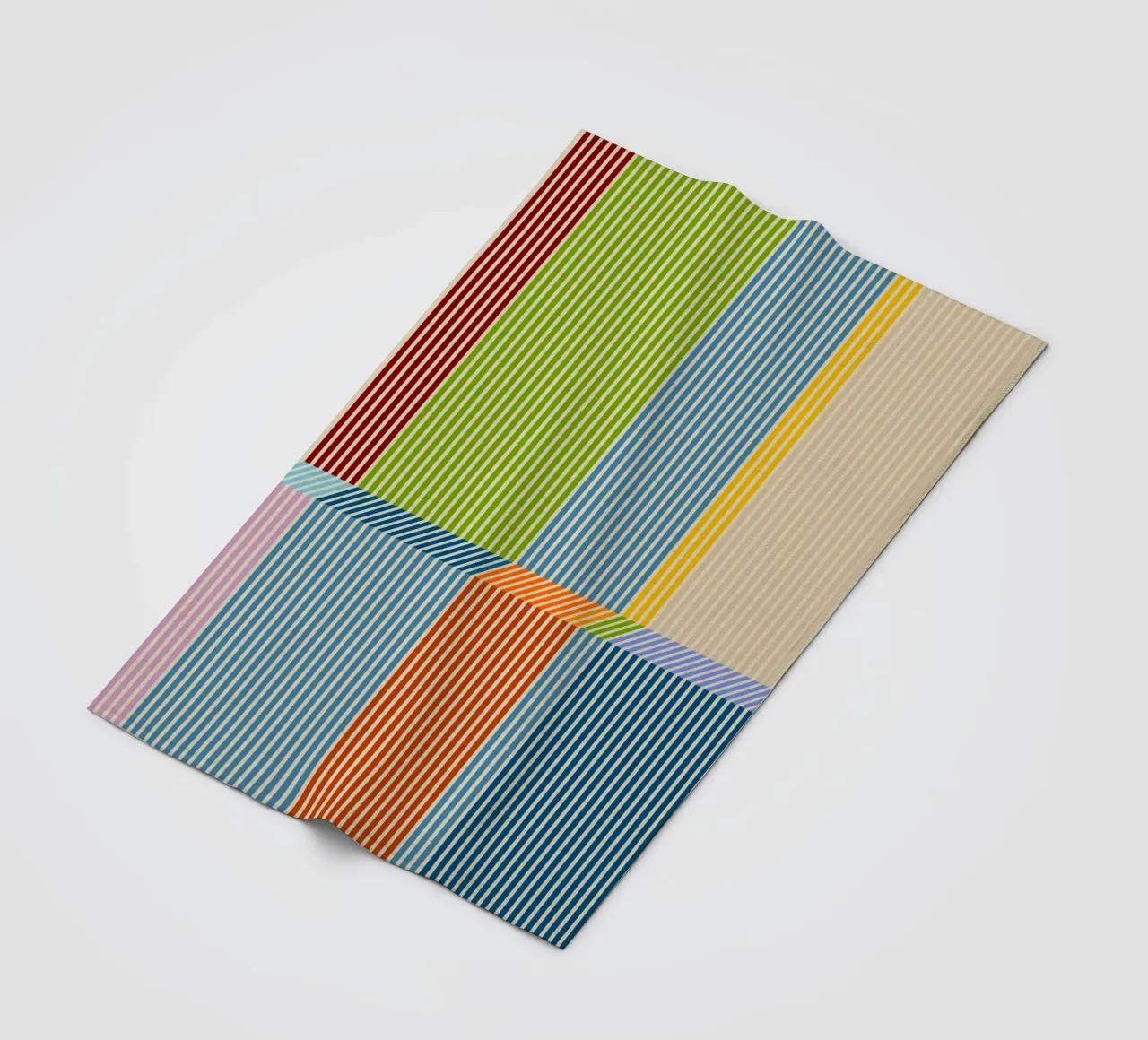 Bauhaus Colourful 3D Linear Stripe Pattern 2 fleece blanket by Dominique Vari Abstract