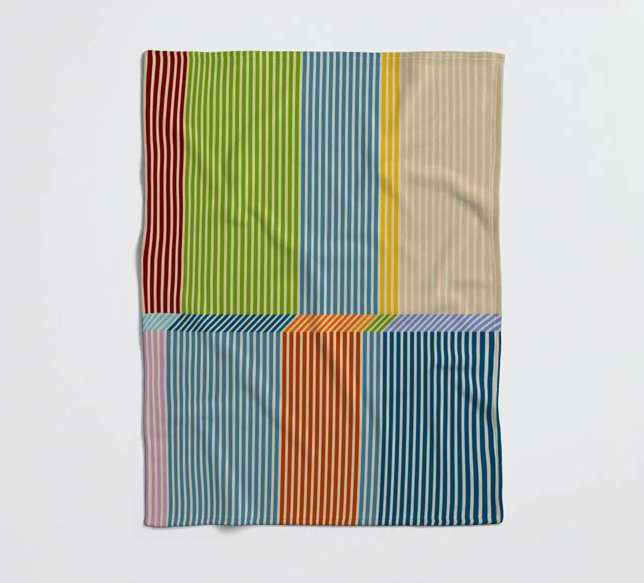Bauhaus Colourful 3D Linear Stripe Pattern 2 fleece blanket by Dominique Vari Abstract