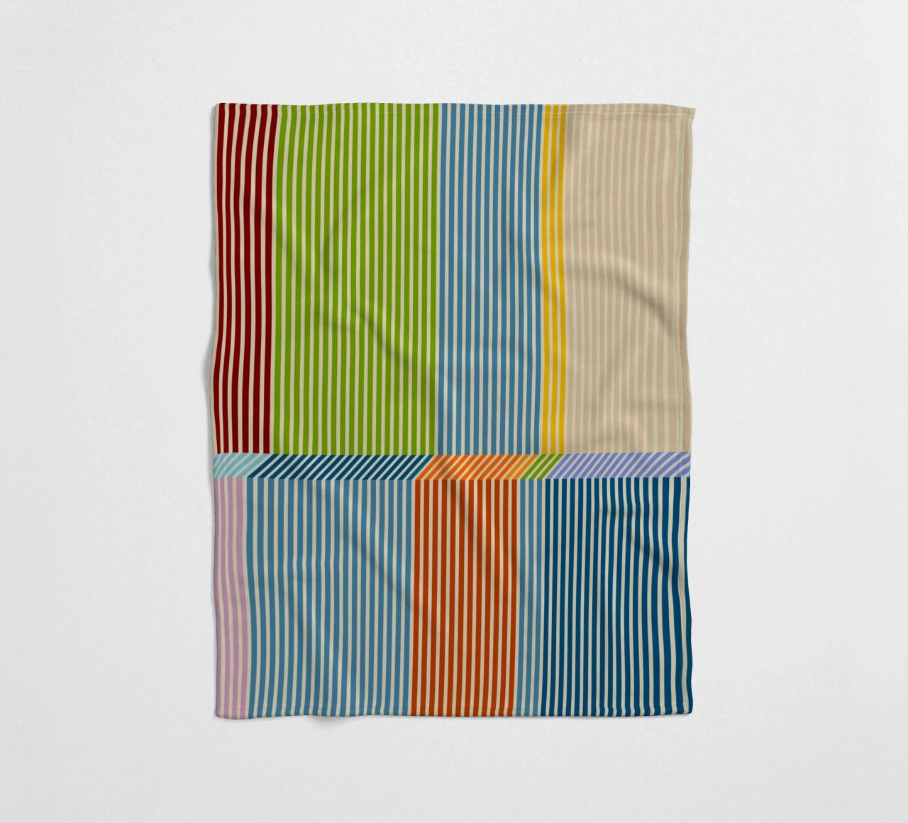 Bauhaus Colourful 3D Linear Stripe Pattern 2 fleece blanket by Dominique Vari Abstract