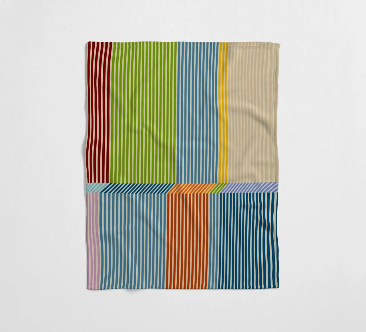 Bauhaus Colourful 3D Linear Stripe Pattern 2 fleece blanket by Dominique Vari Abstract