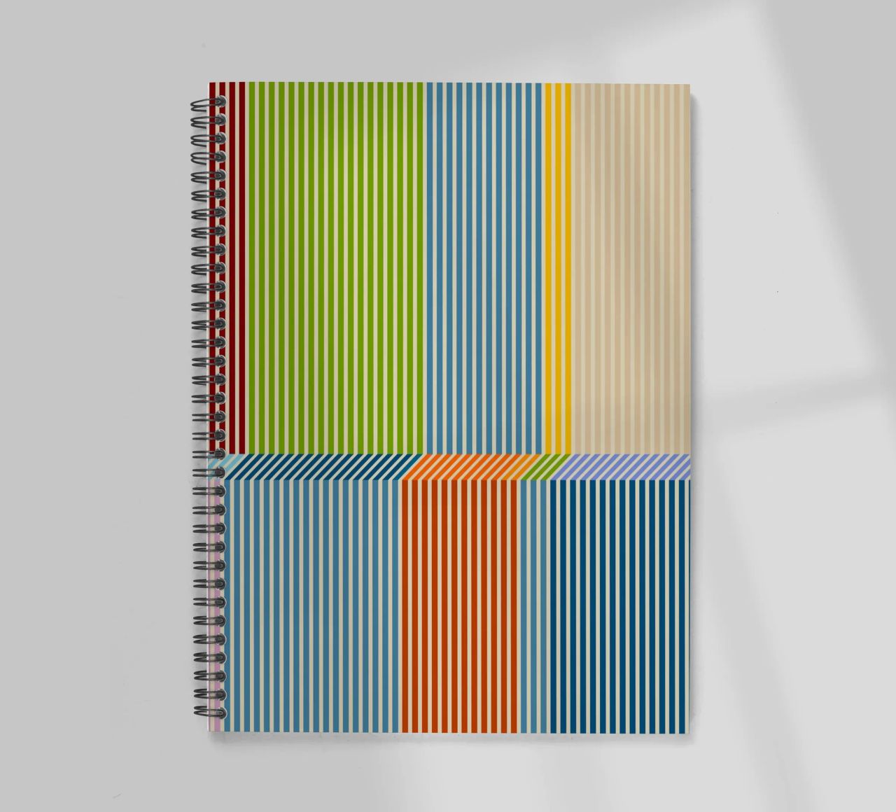 Bauhaus Colourful 3D Linear Stripe Pattern 2 spiral notebook by Dominique Vari Abstract