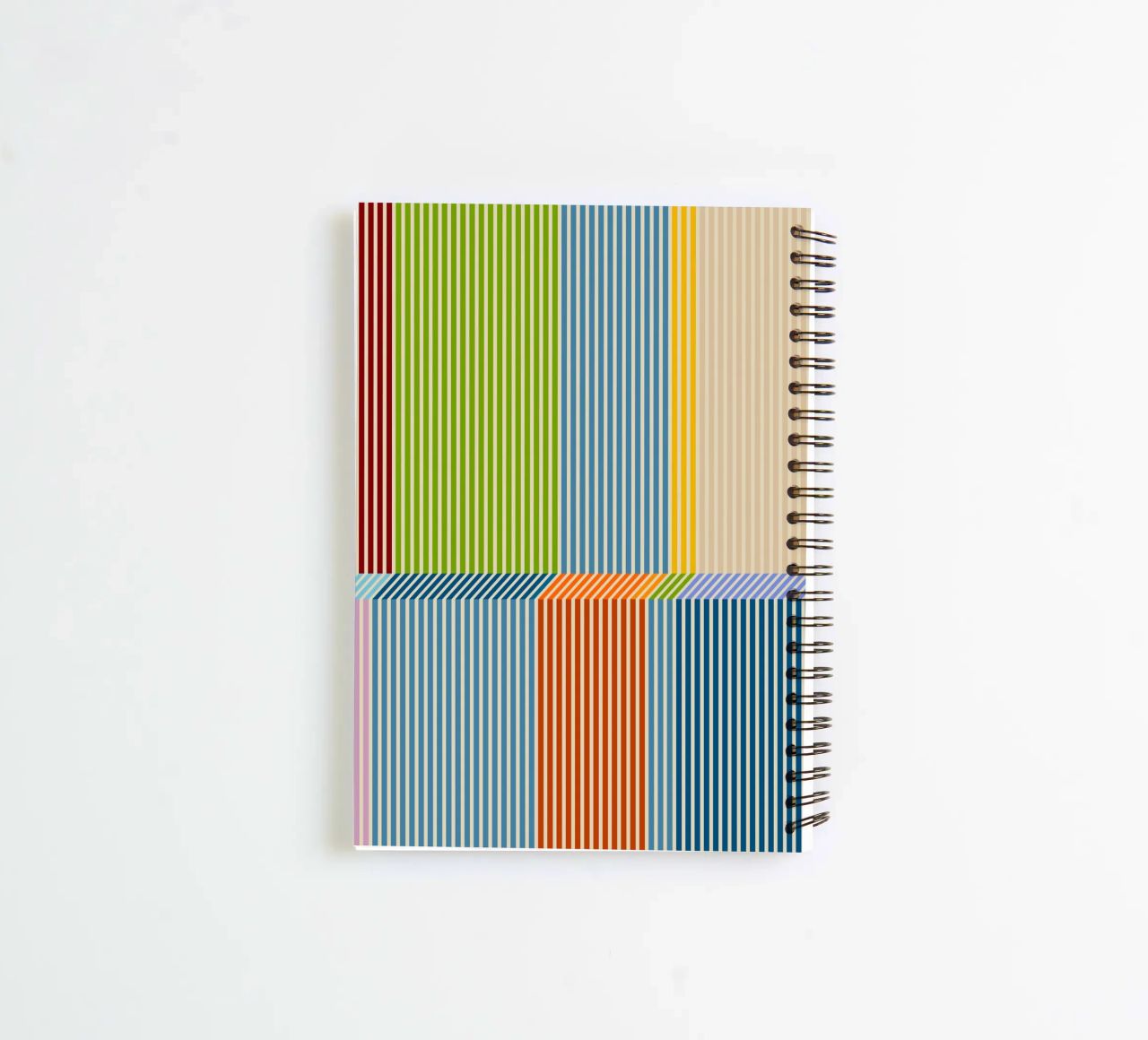 Bauhaus Colourful 3D Linear Stripe Pattern 2 spiral notebook by Dominique Vari Abstract