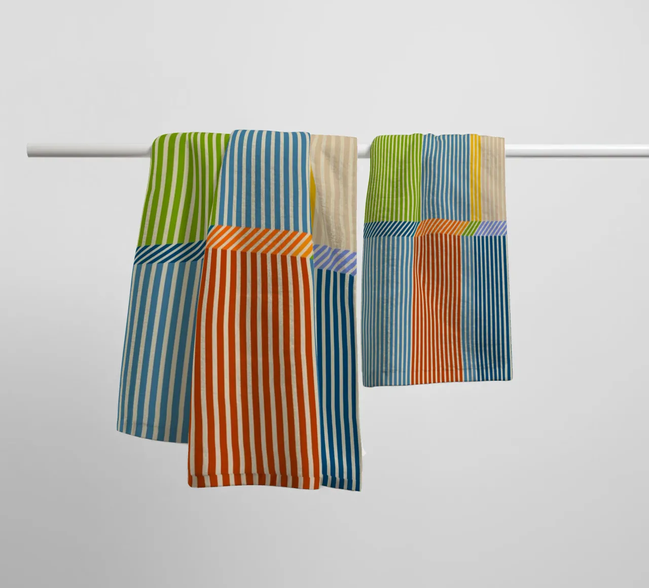 Bauhaus, motivo a strisce lineari 3D colorate 2 asciugamano da bagno da Dominique Vari Abstract