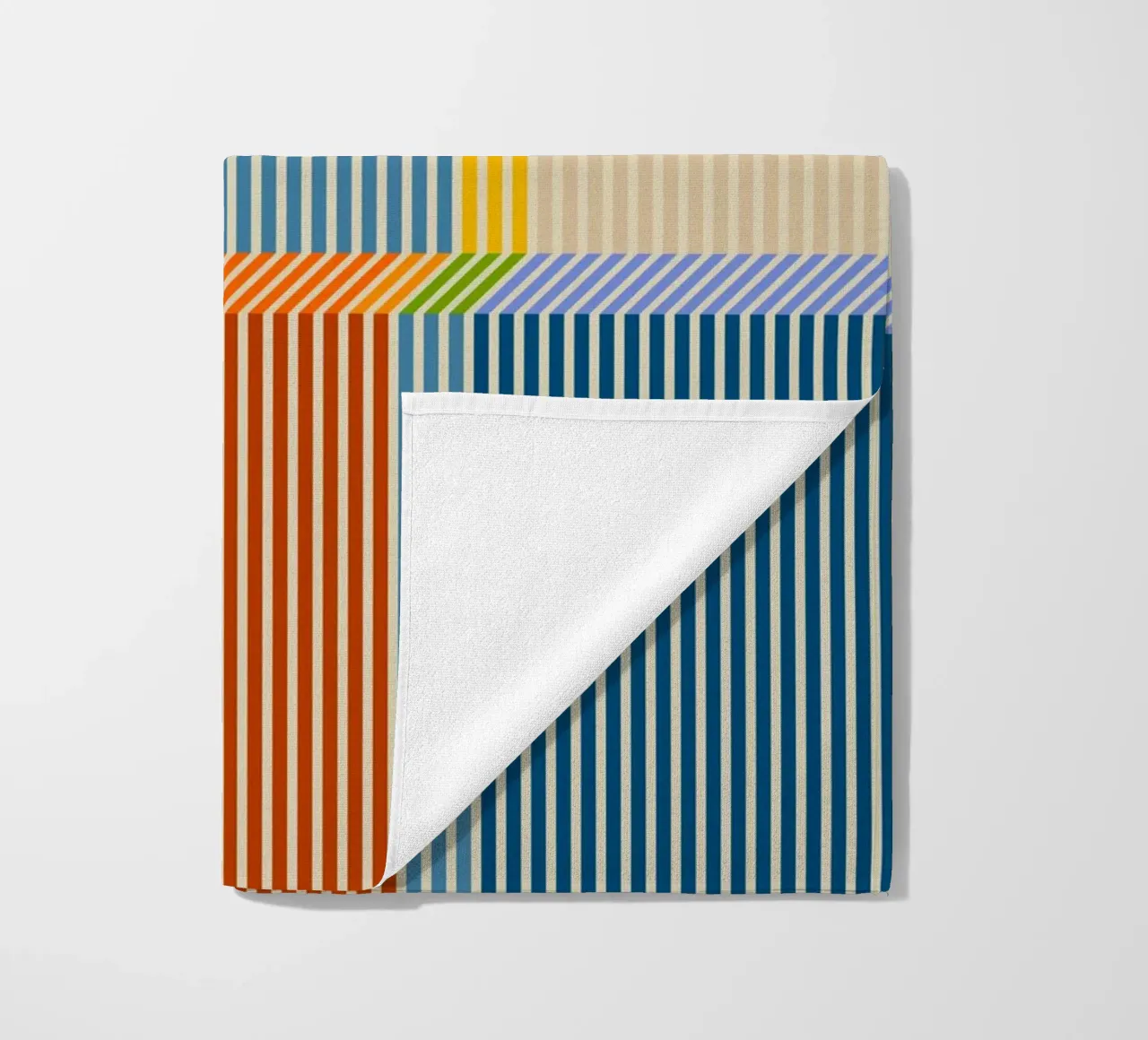 Bauhaus Colourful 3D Linear Stripe Pattern 2 beach towel by Dominique Vari Abstract