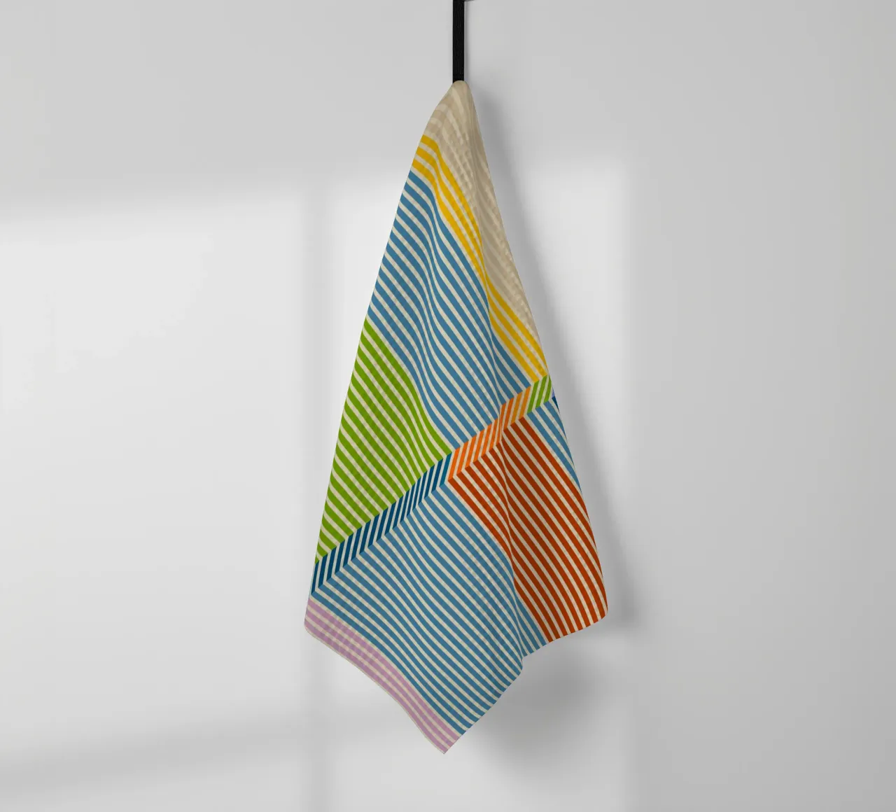 Bauhaus Colourful 3D Linear Stripe Pattern 2 tea towel by Dominique Vari Abstract