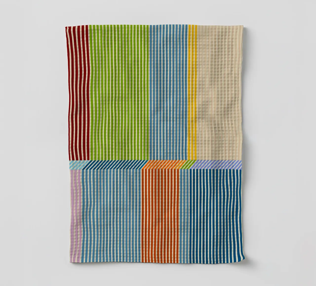 Bauhaus Colourful 3D Linear Stripe Pattern 2 tea towel by Dominique Vari Abstract