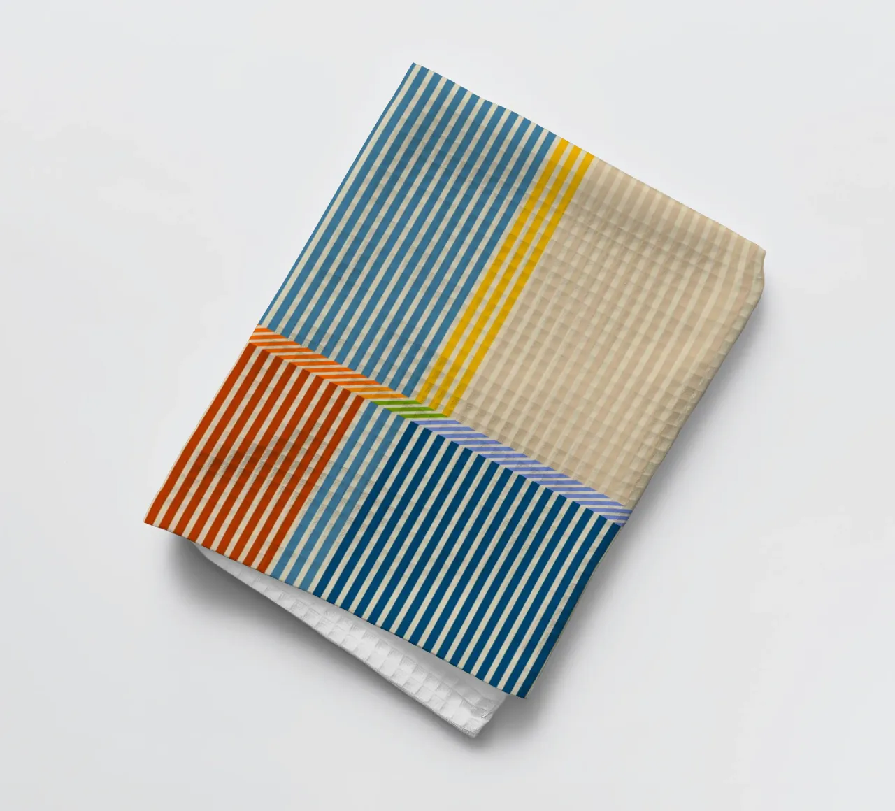 Bauhaus Colourful 3D Linear Stripe Pattern 2 tea towel by Dominique Vari Abstract